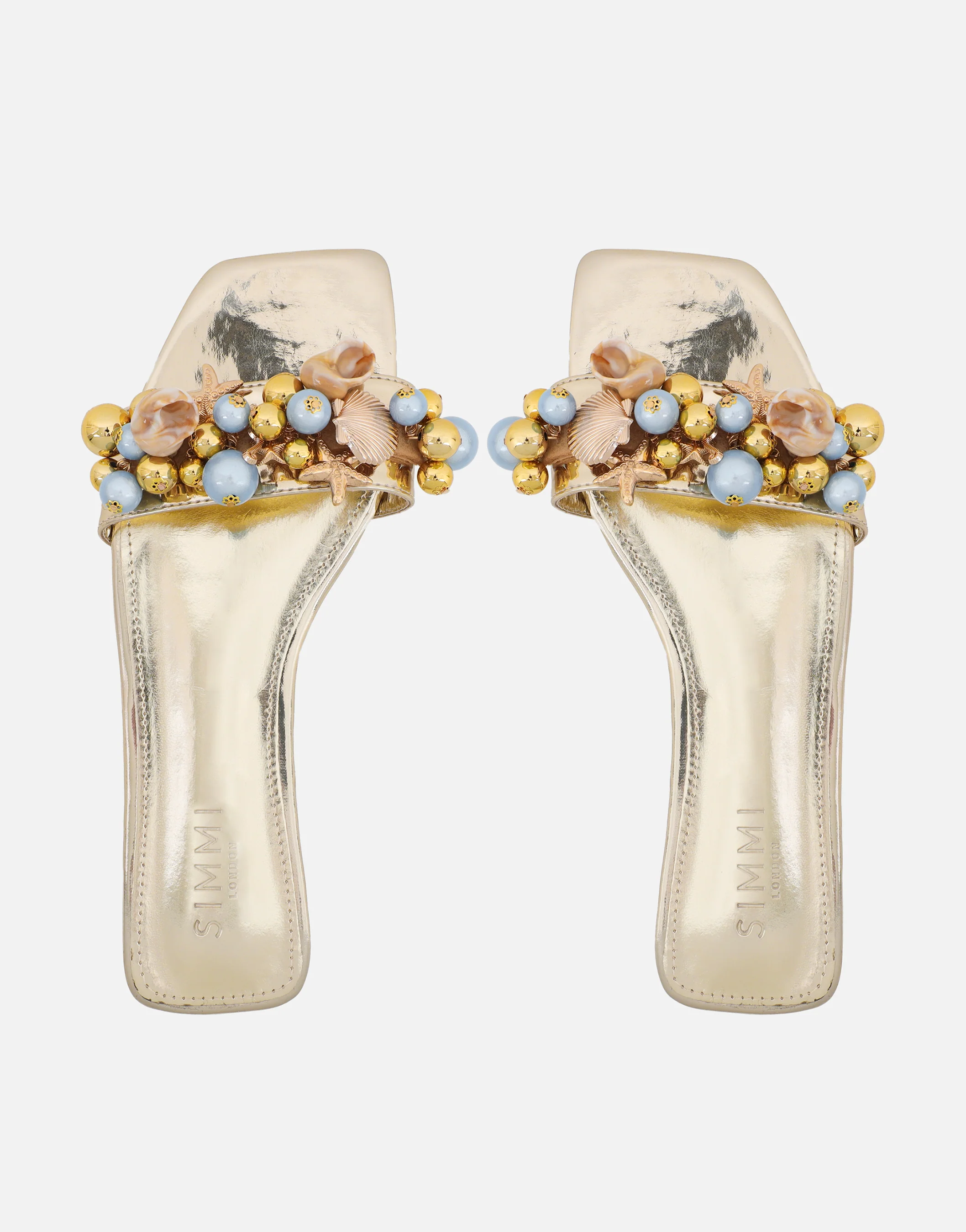 Monika Gold Mirror Bead Detail Flat Sandals - Image 3