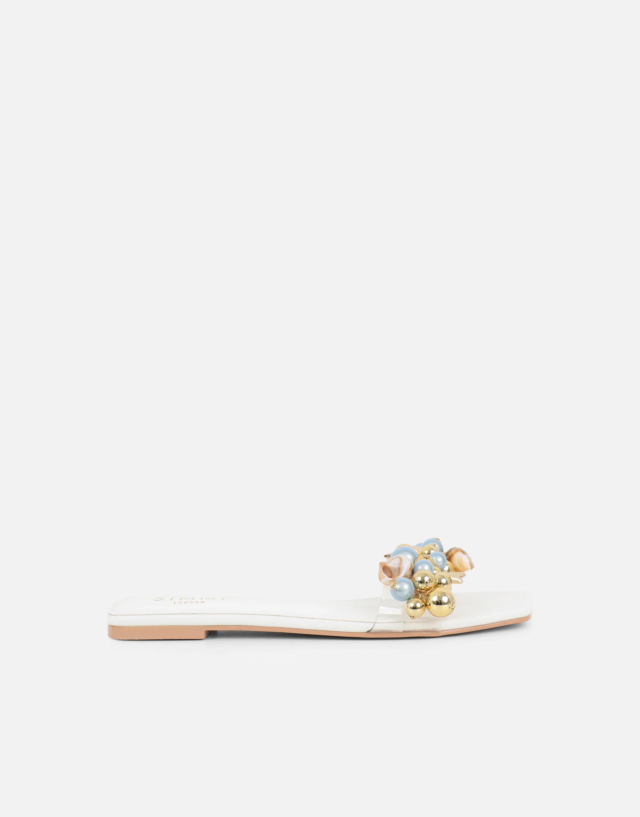 Monika White Bead Detail Flat Sandals - Image 3