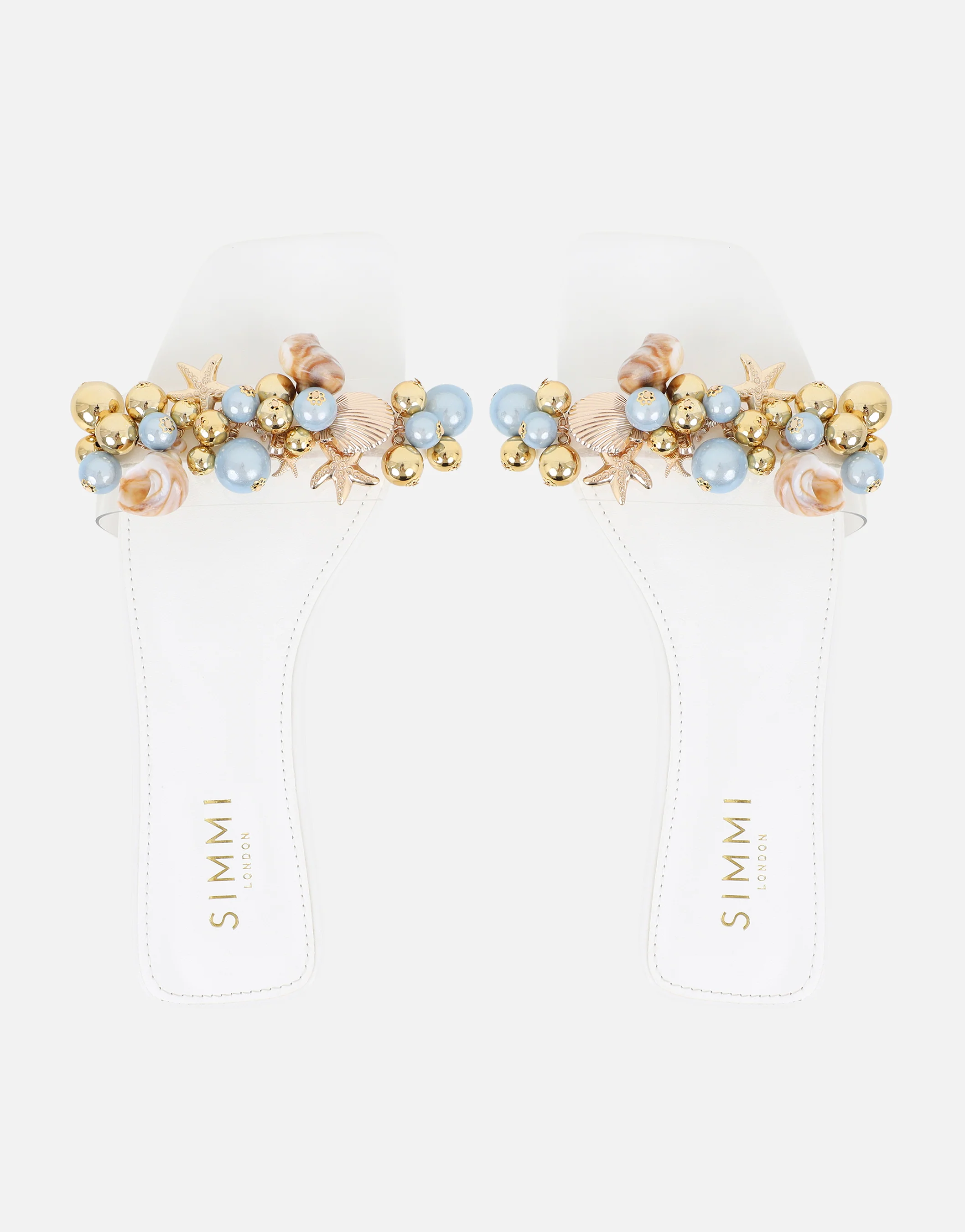 Monika White Bead Detail Flat Sandals - Image 4