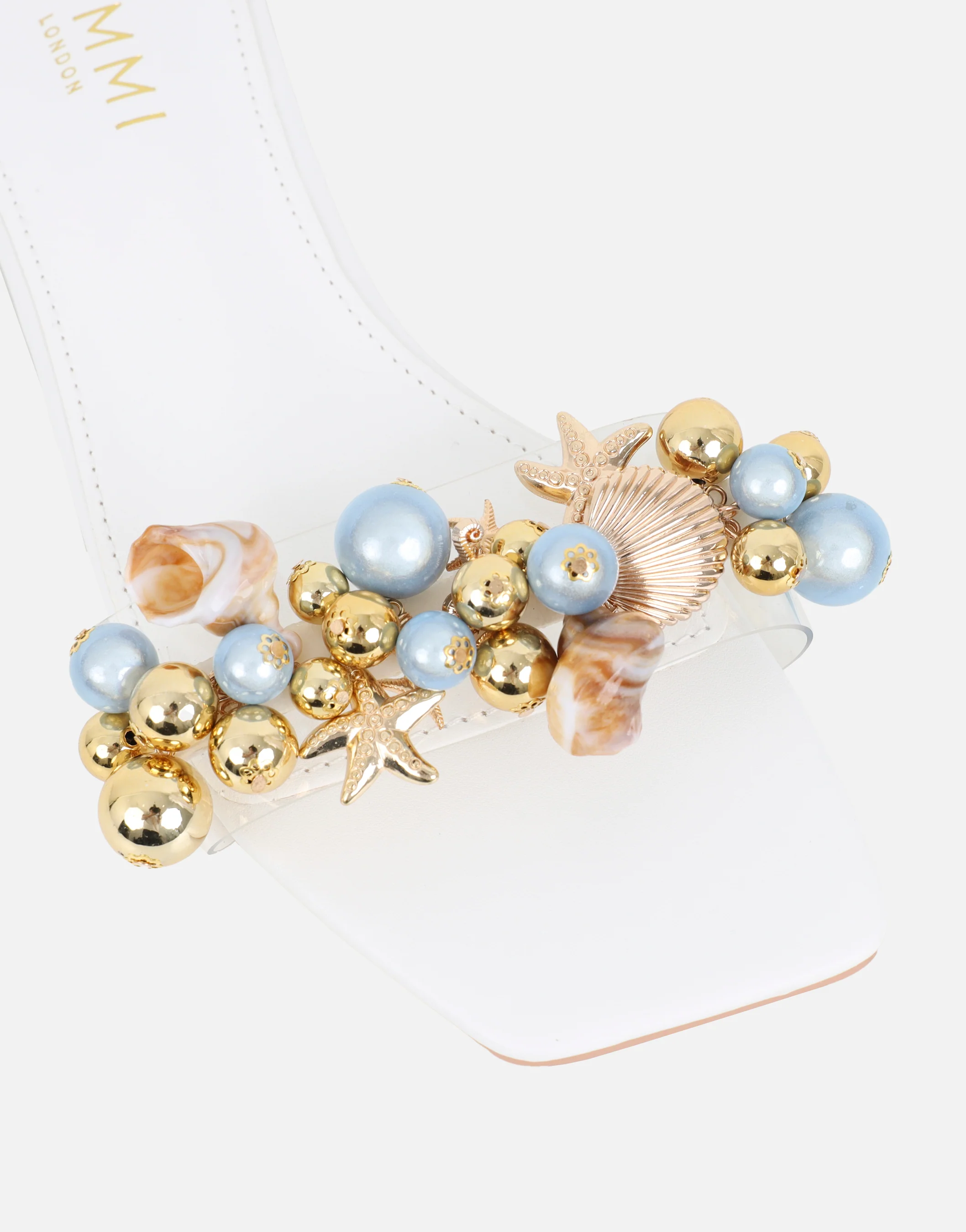 Monika White Bead Detail Flat Sandals - Image 5