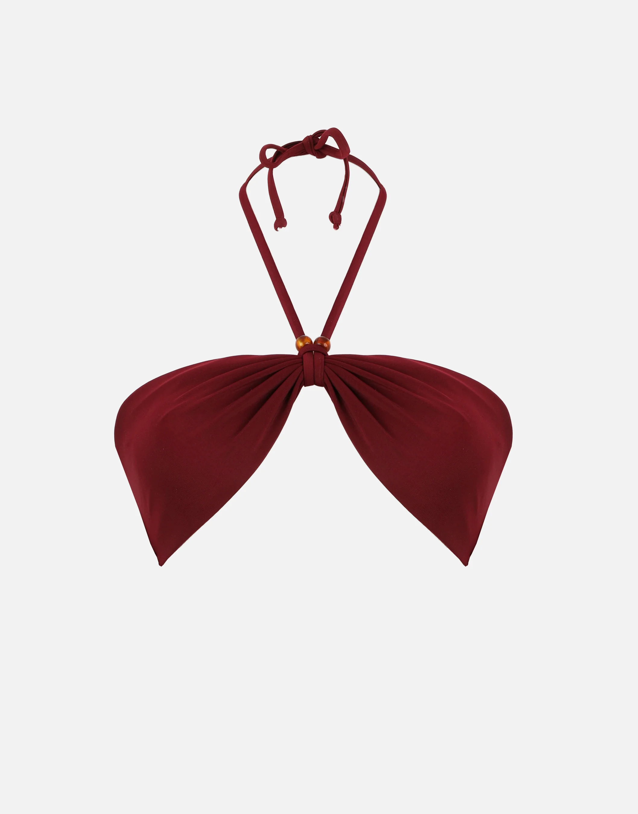 Monte Halter Bikini Top With Bead Detail In Burgundy - Image 6
