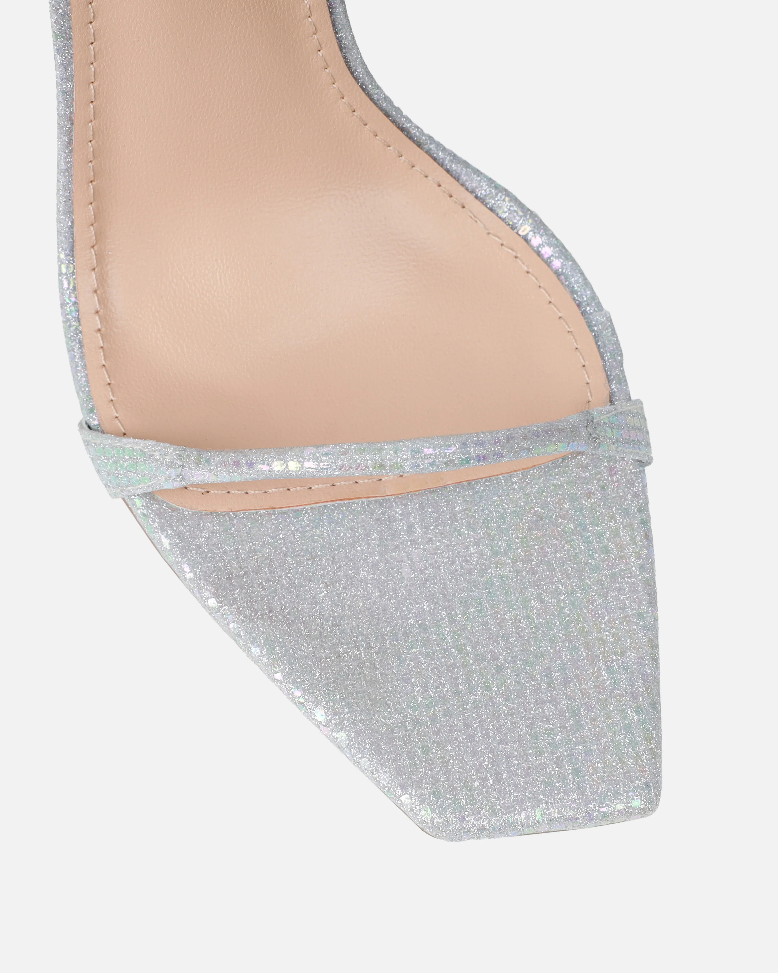 Moon Silver Shimmer Stiletto Heeled Sandals - Image 4