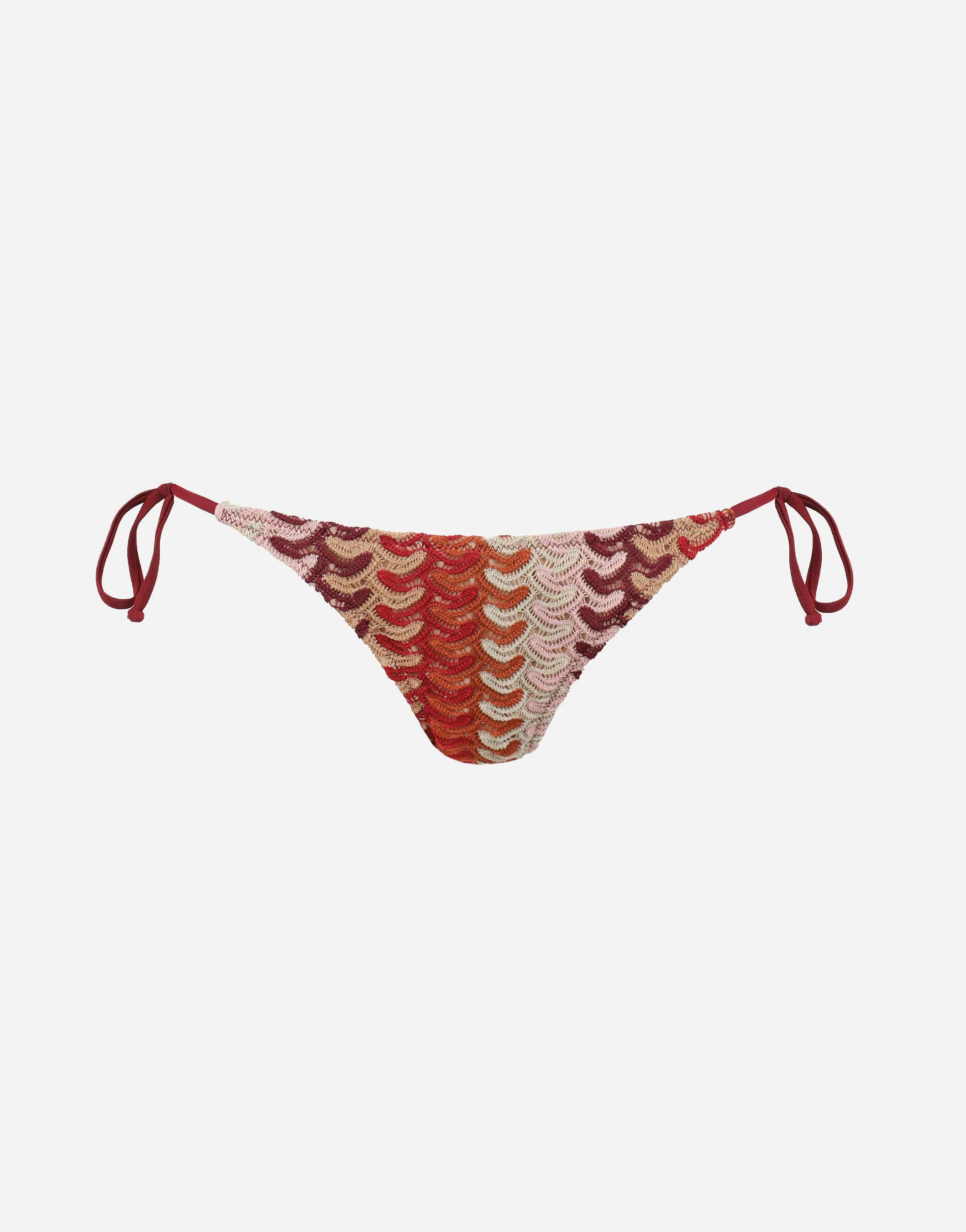Mora Woven Tie Side Bikini Bottoms In Burgundy - Image 5