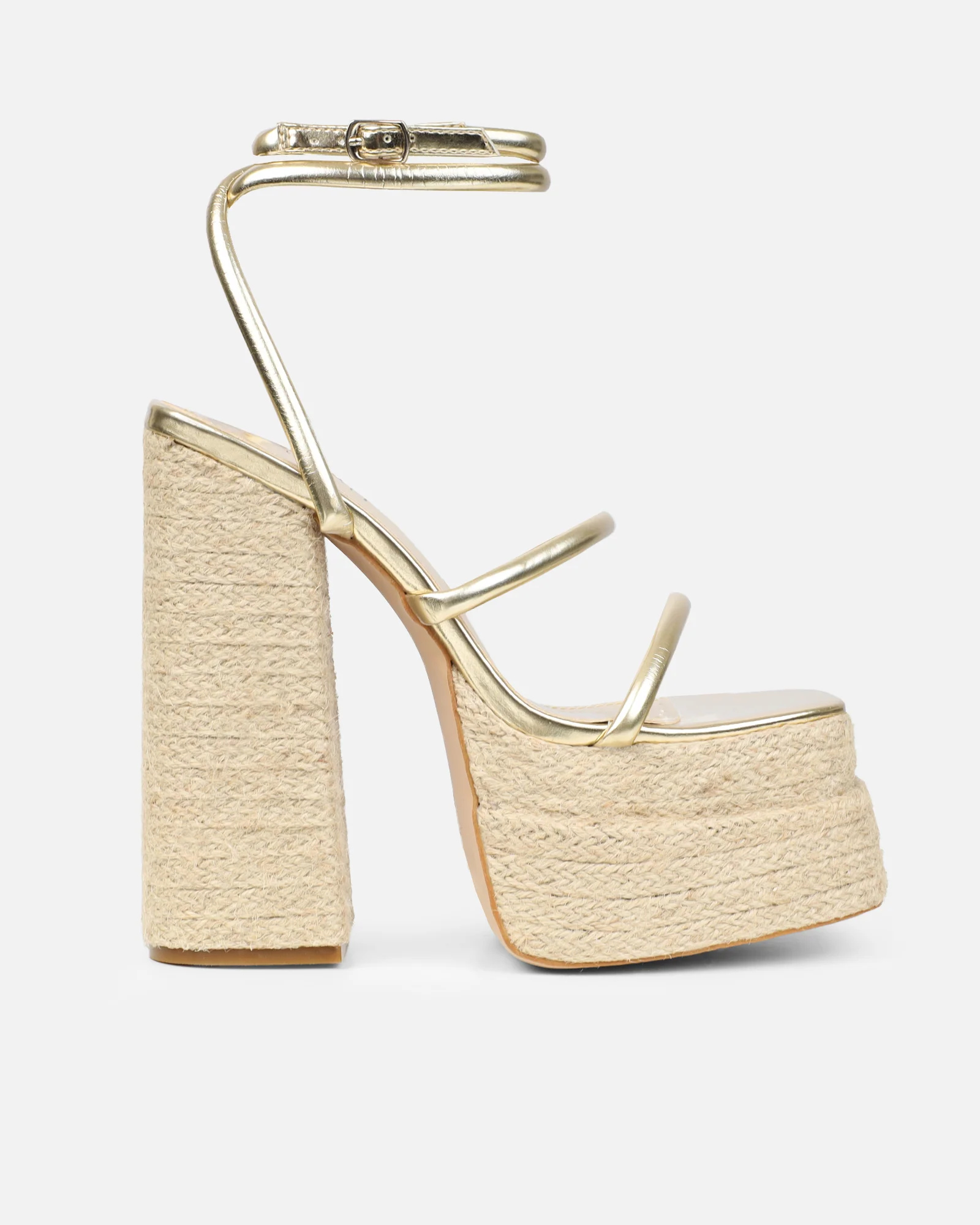 Nadima Gold Metallic Platform Espadrille Sandals - Image 2