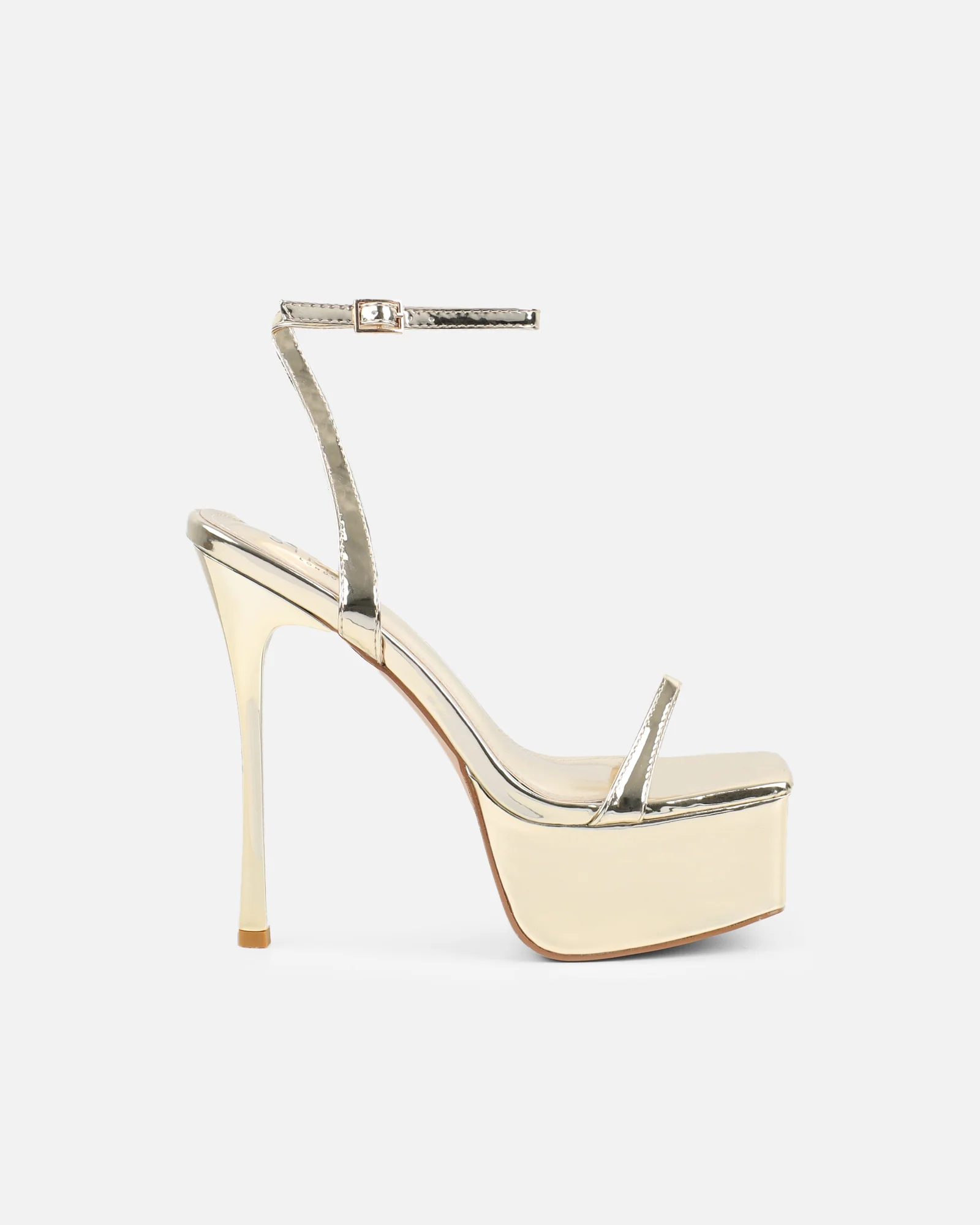Nalai Gold Mirror Platform Heeled Sandals - Image 2