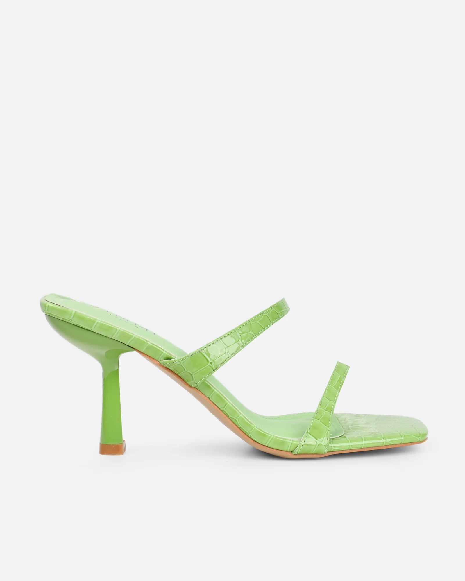 Natori Green Patent Croc Mid Heeled Sandals - Image 2