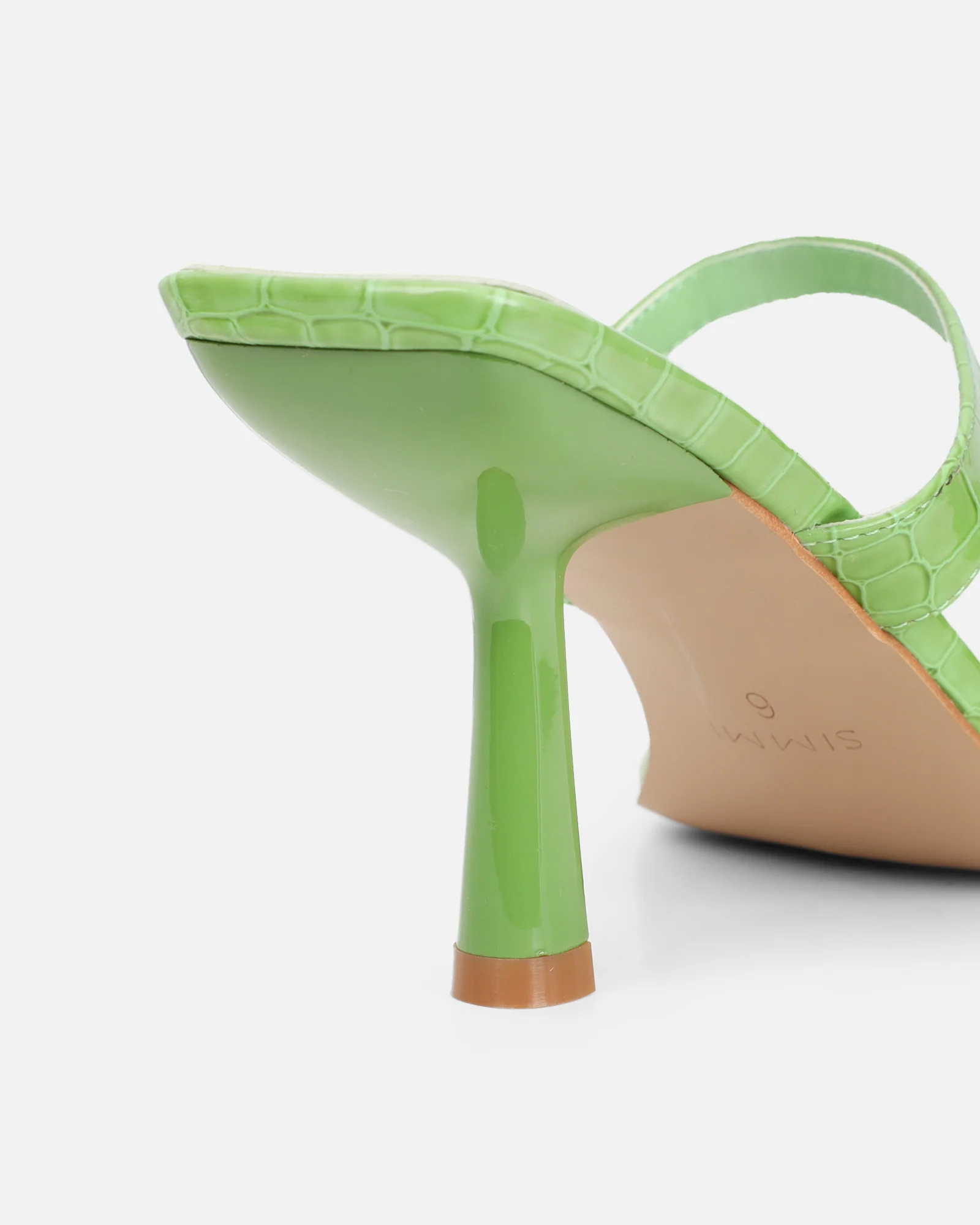 Natori Green Patent Croc Mid Heeled Sandals - Image 3
