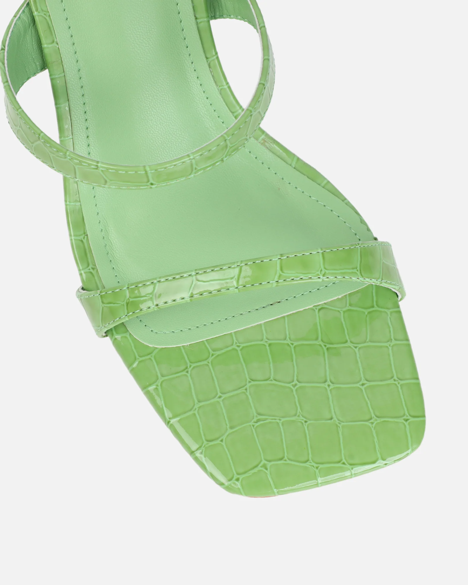 Natori Green Patent Croc Mid Heeled Sandals - Image 4