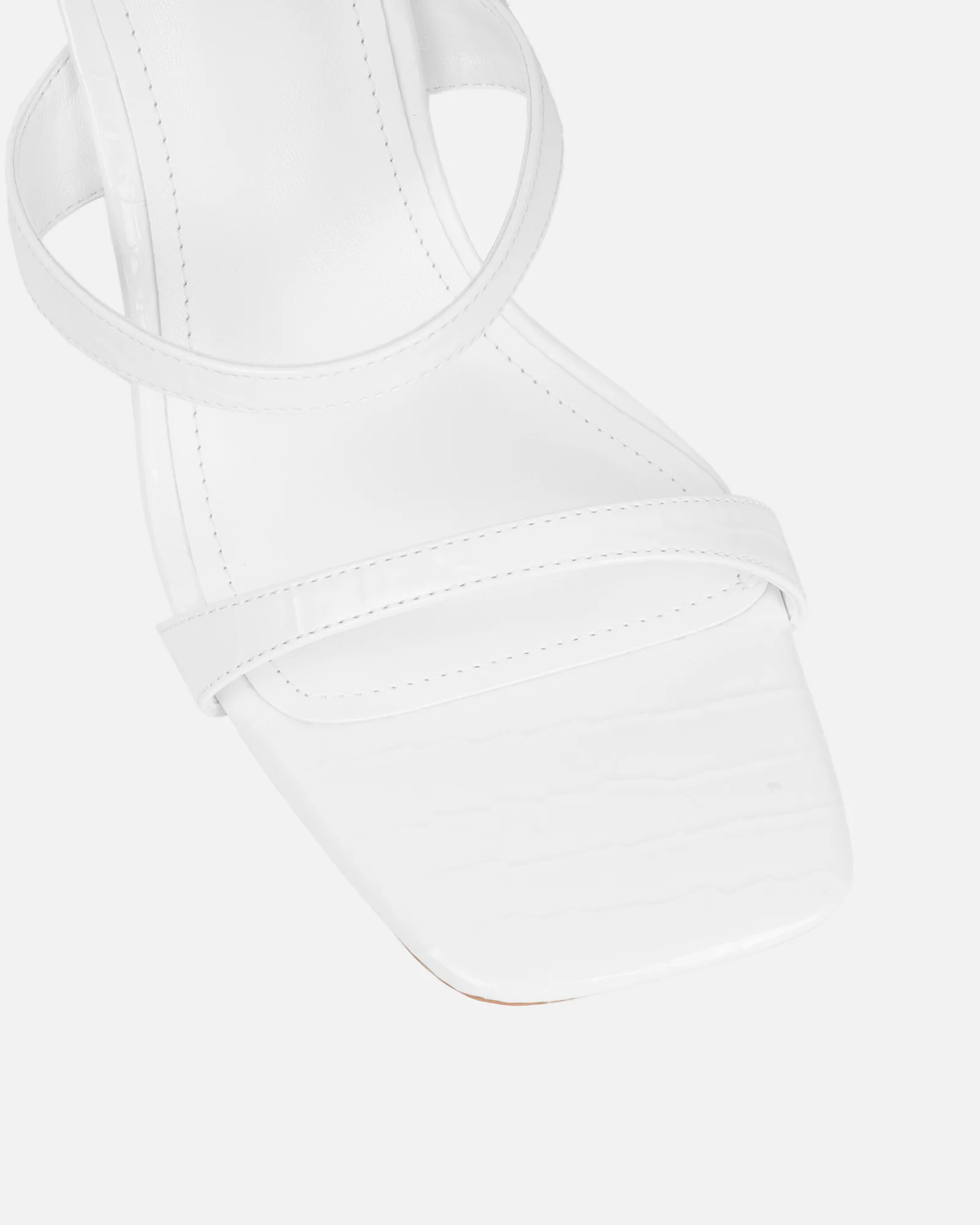 Natori White Patent Croc Mid Heeled Sandals - Image 4