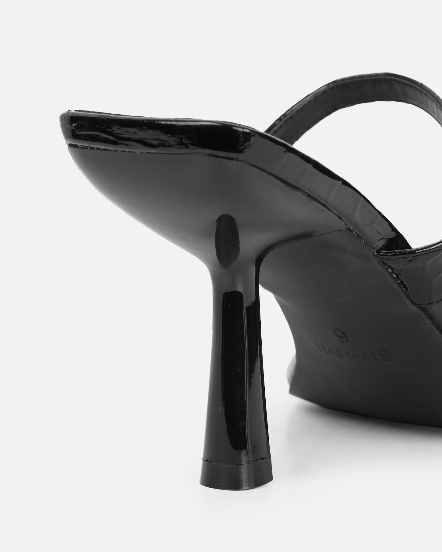 Natori Black Patent Croc Mid Heeled Sandals - Image 3