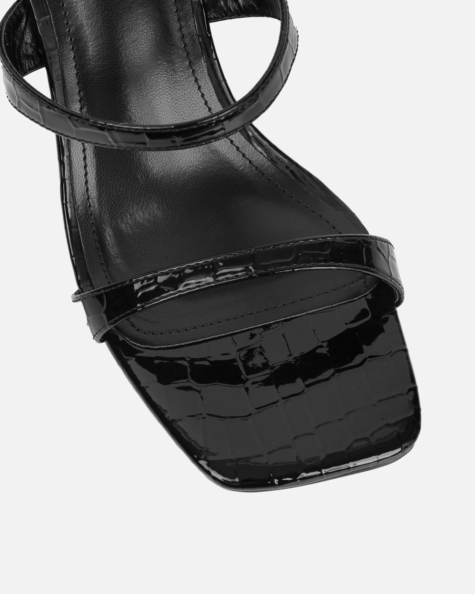 Natori Black Patent Croc Mid Heeled Sandals - Image 4