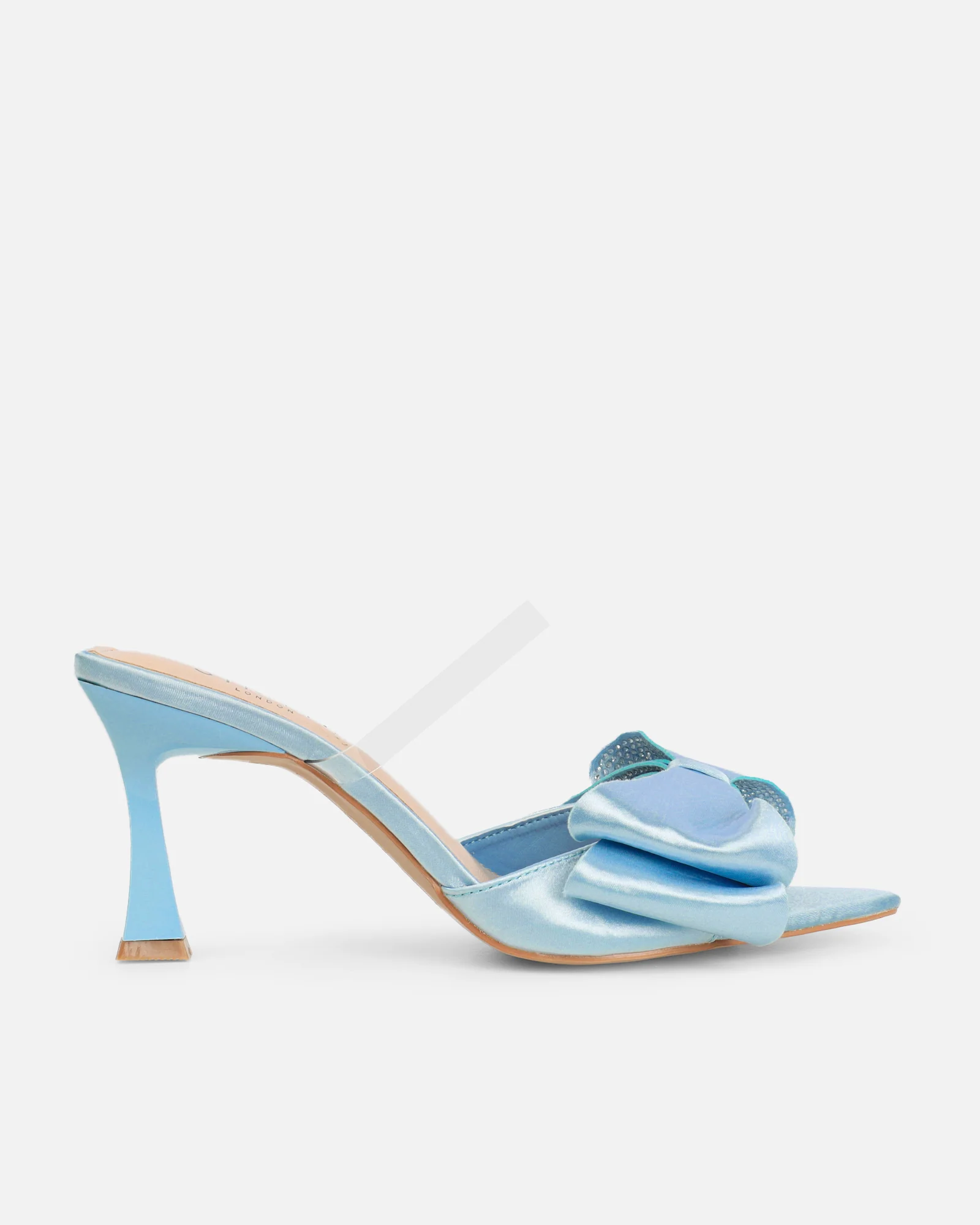Navina Blue Satin Diamante Bow Sandals - Image 2