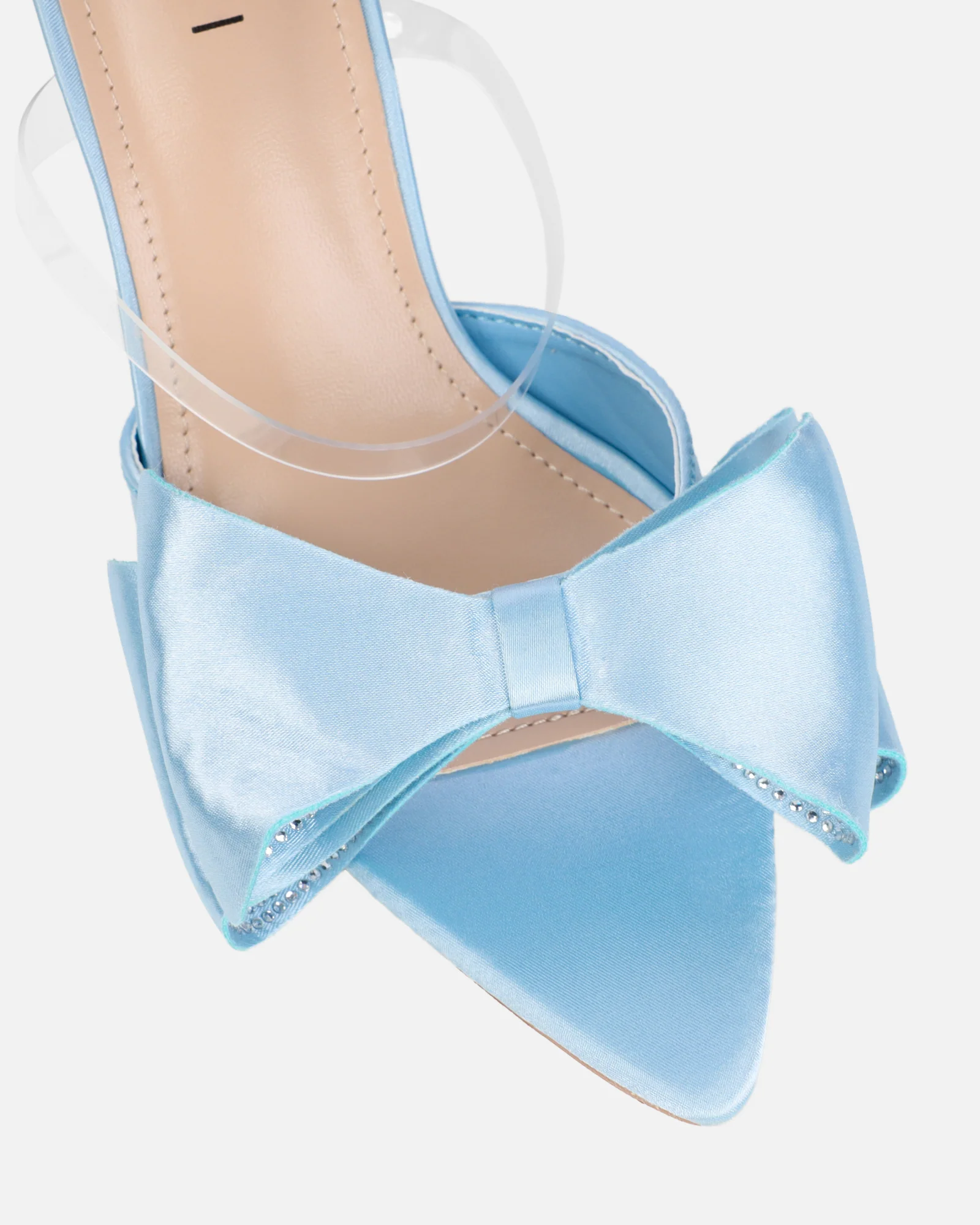 Navina Blue Satin Diamante Bow Sandals - Image 4