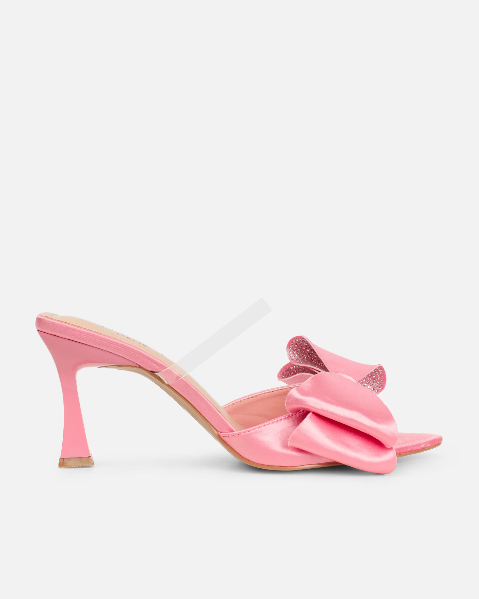 Navina Pink Satin Diamante Bow Sandals - Image 2