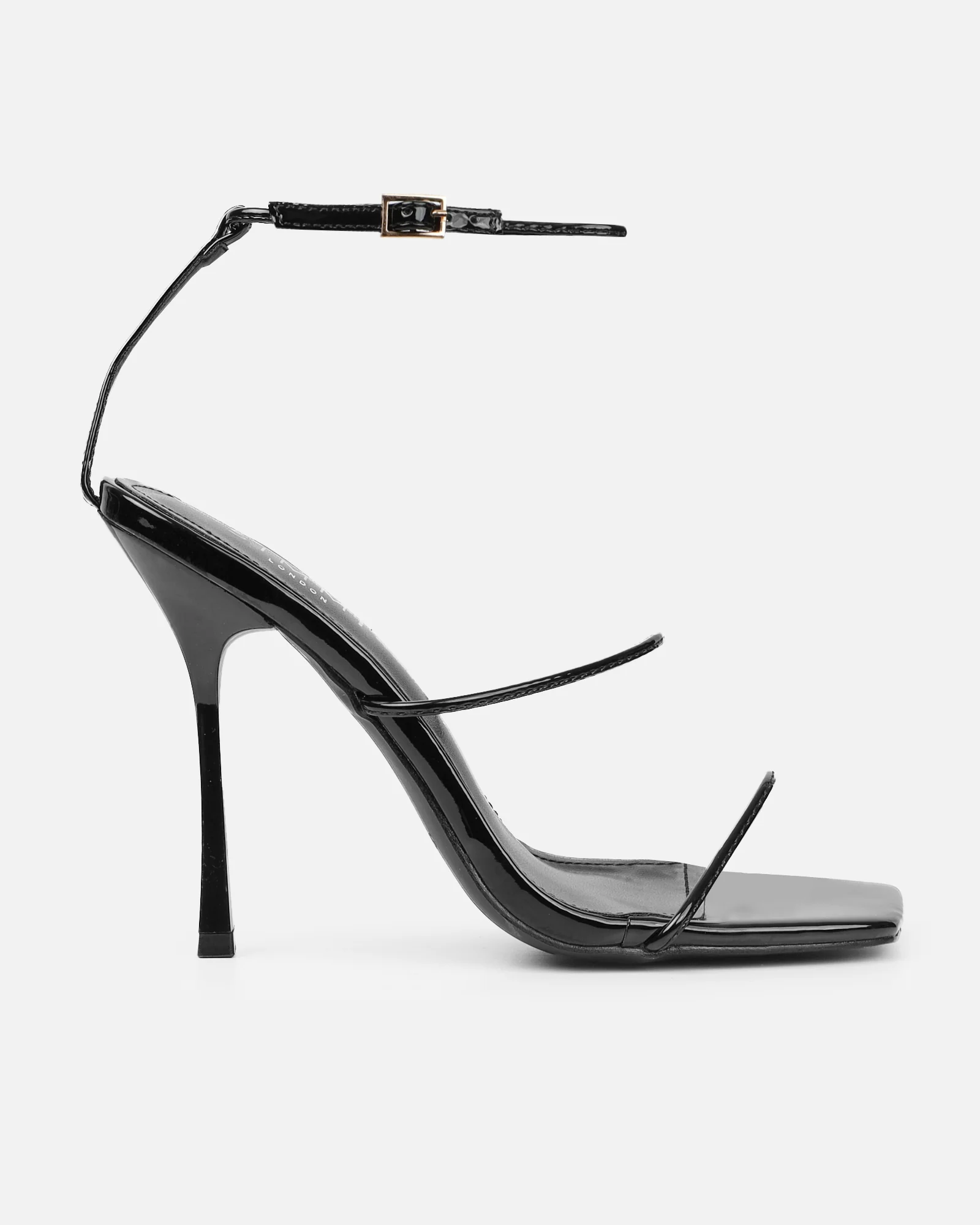 Neeli Black Patent Triple Strap Heeled Sandals - Image 2