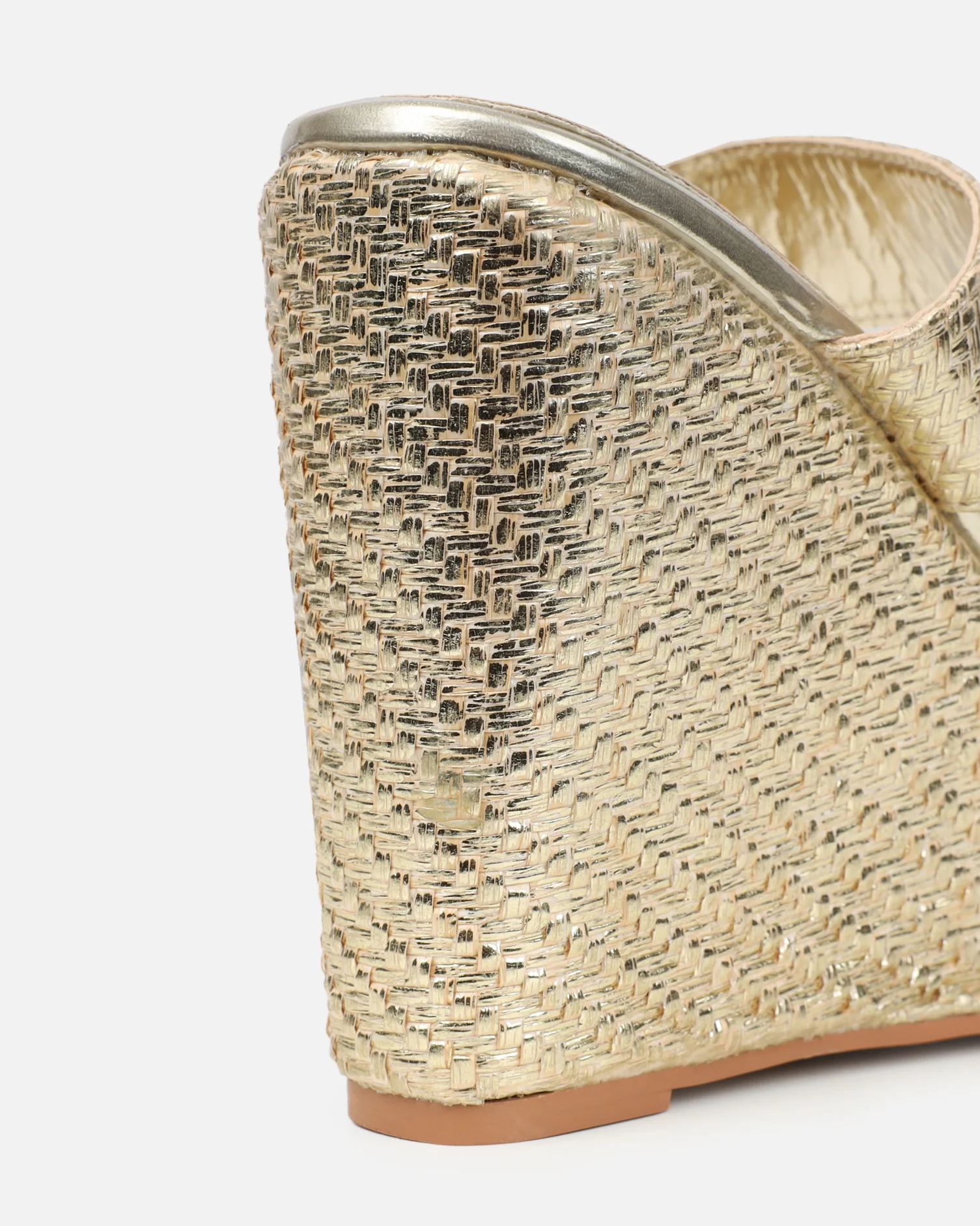 Neena Gold Metallic Raffia Wedge Sandals - Image 3
