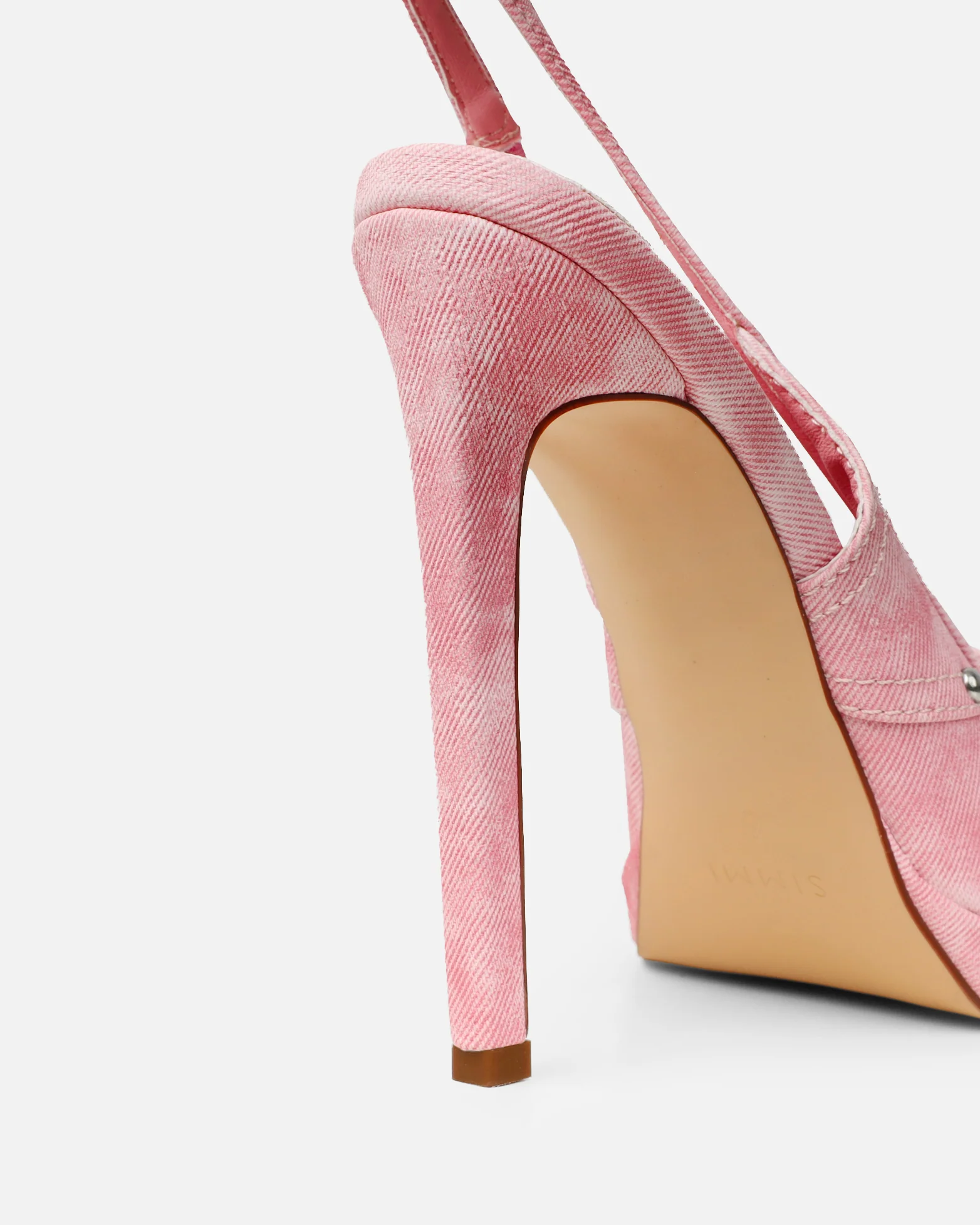 Nemy Pink Denim Sling Back Court Shoes - Image 3