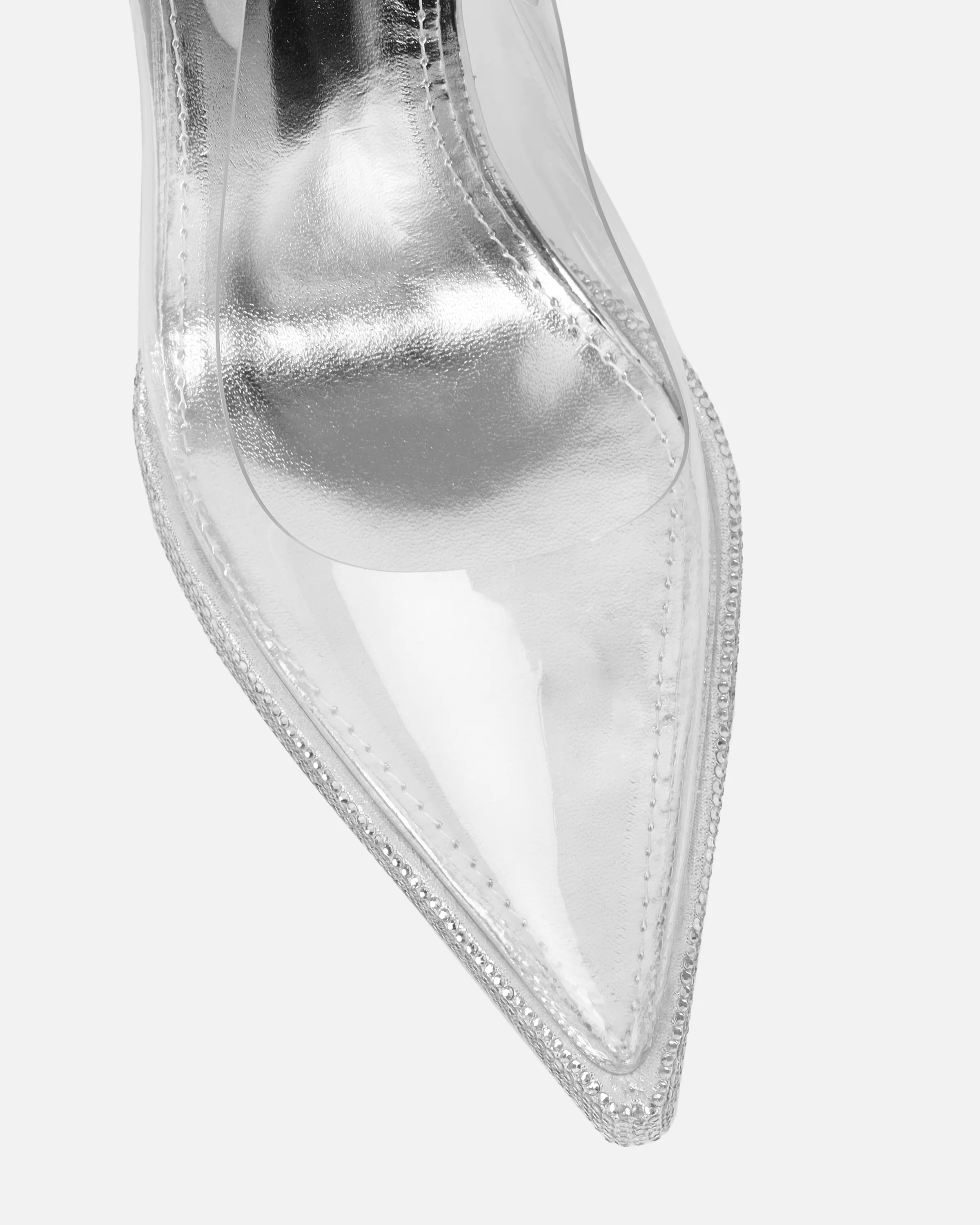 Nemy Silver Mirror Slingback Court Shoes - Image 4
