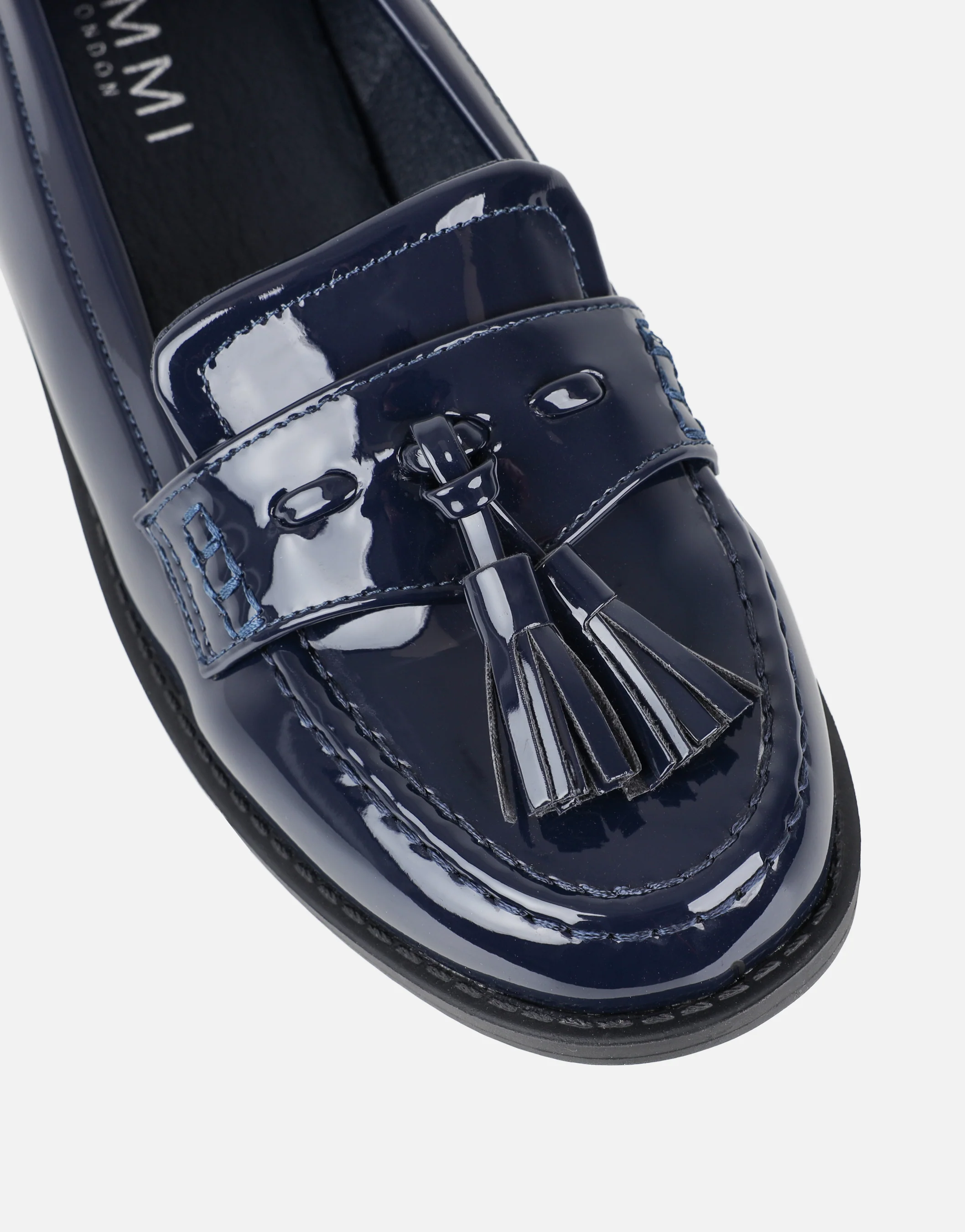 Nerri Navy Patent Tassel Loafers - Image 4