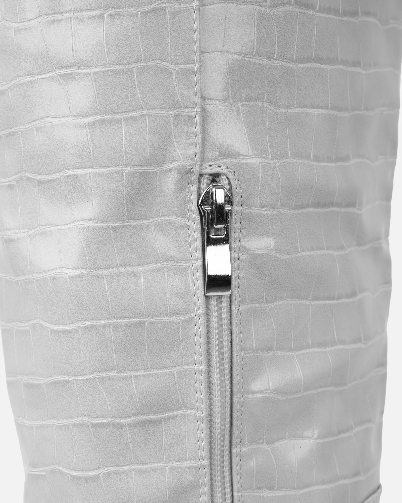 Oakley Grey Faux Croc Block Heel Knee High Boots - Image 3