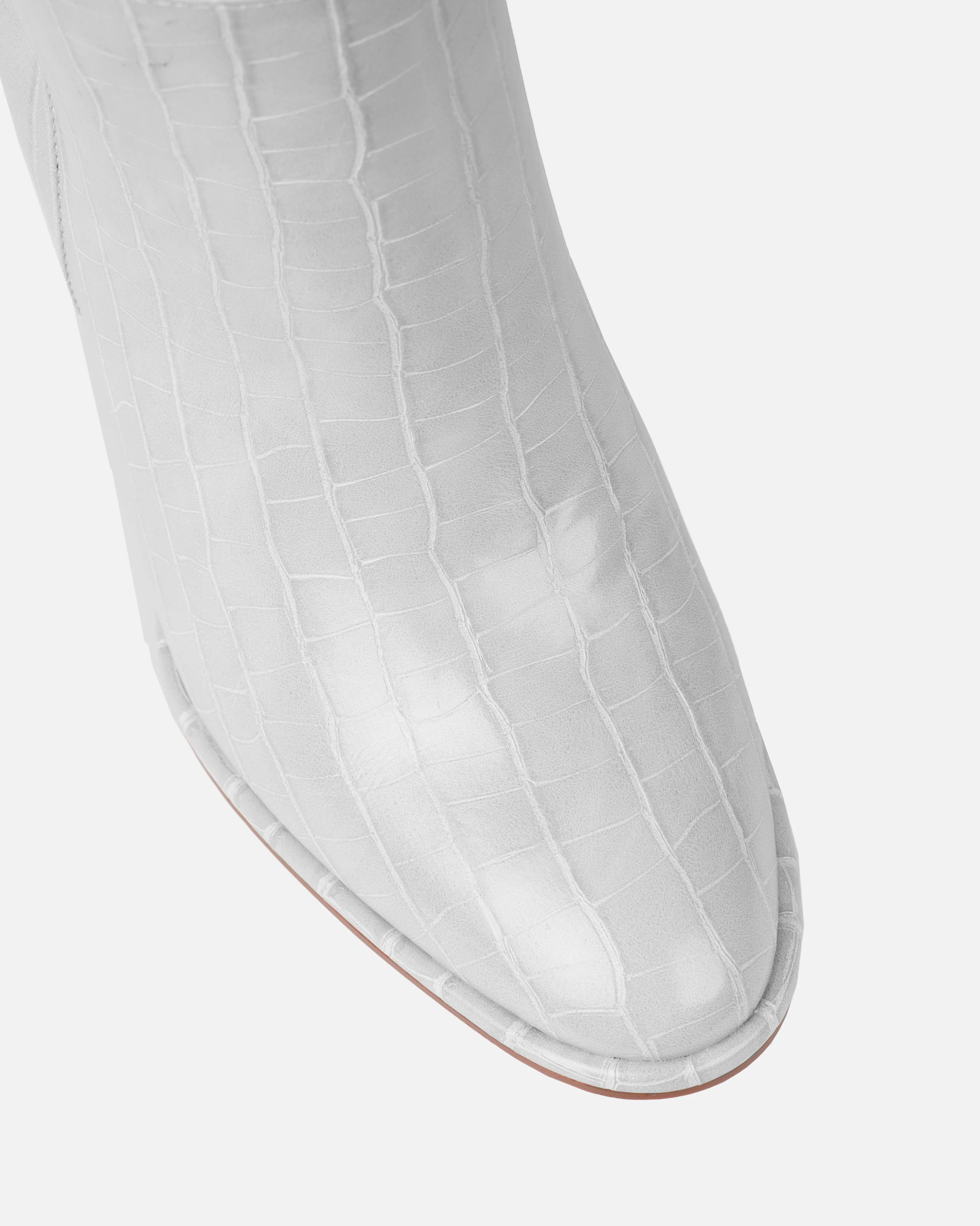 Oakley Grey Faux Croc Block Heel Knee High Boots - Image 4