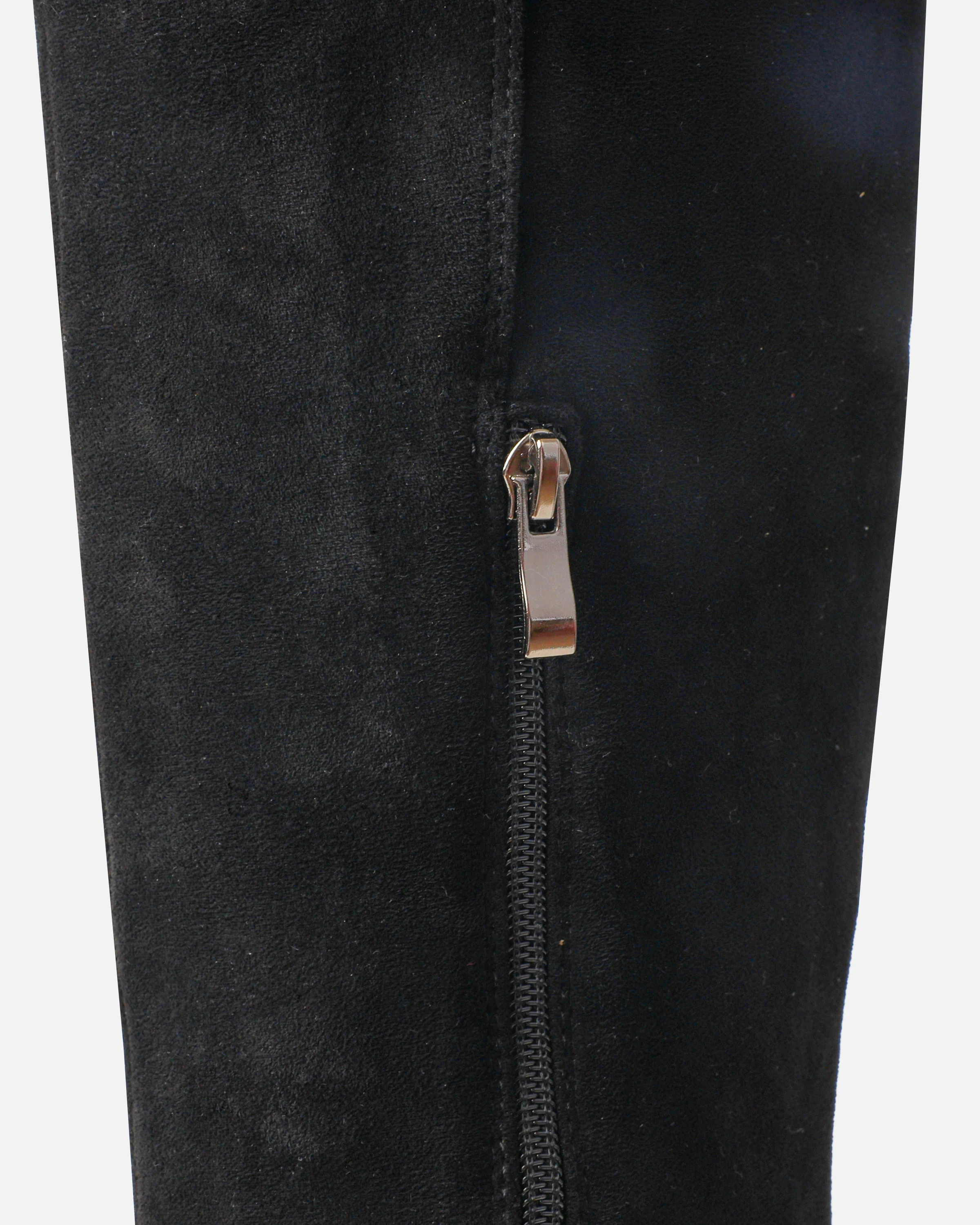 Obama Black Faux Suede Fold Over Shearling Knee Boots - Image 3