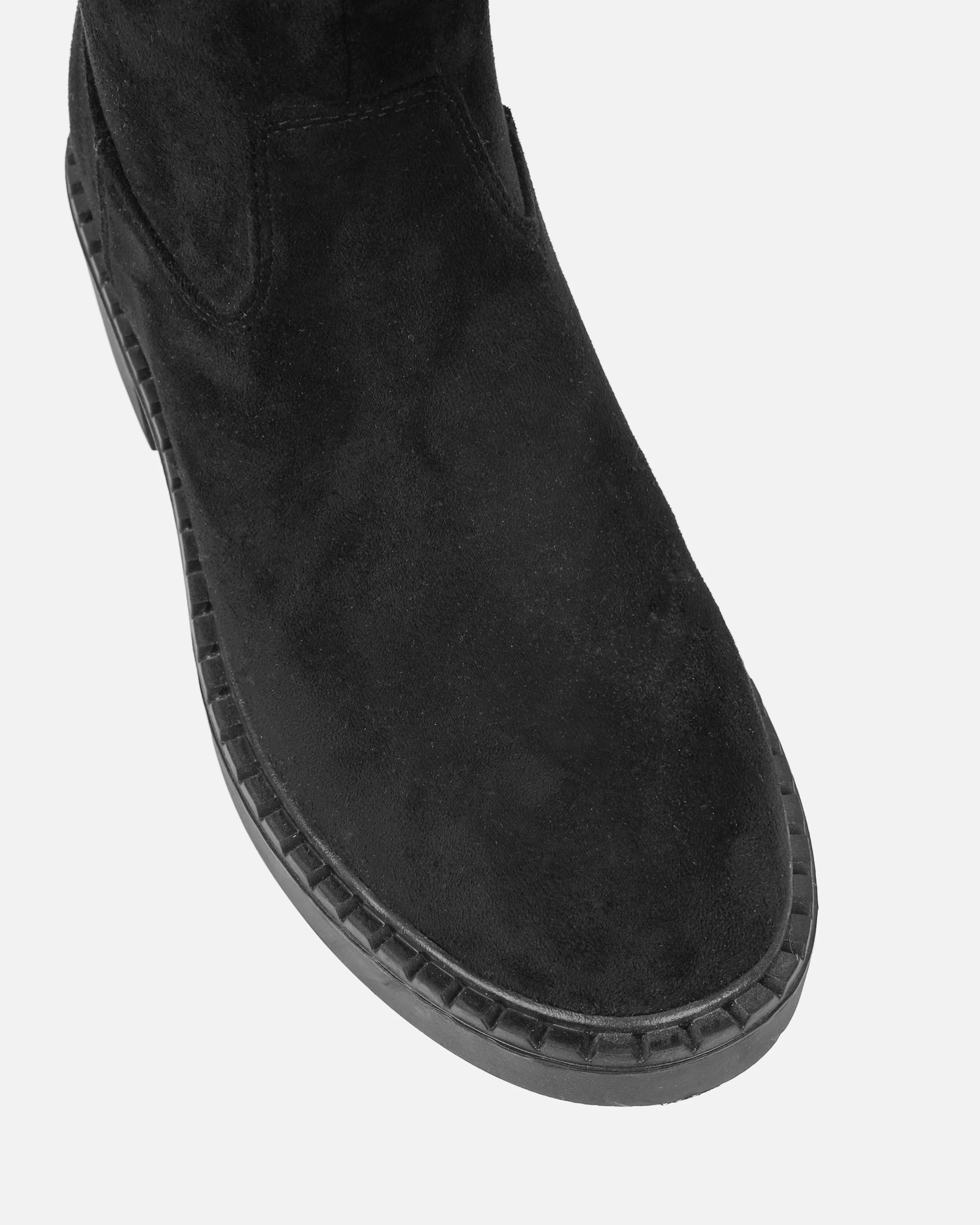 Obama Black Faux Suede Fold Over Shearling Knee Boots - Image 4