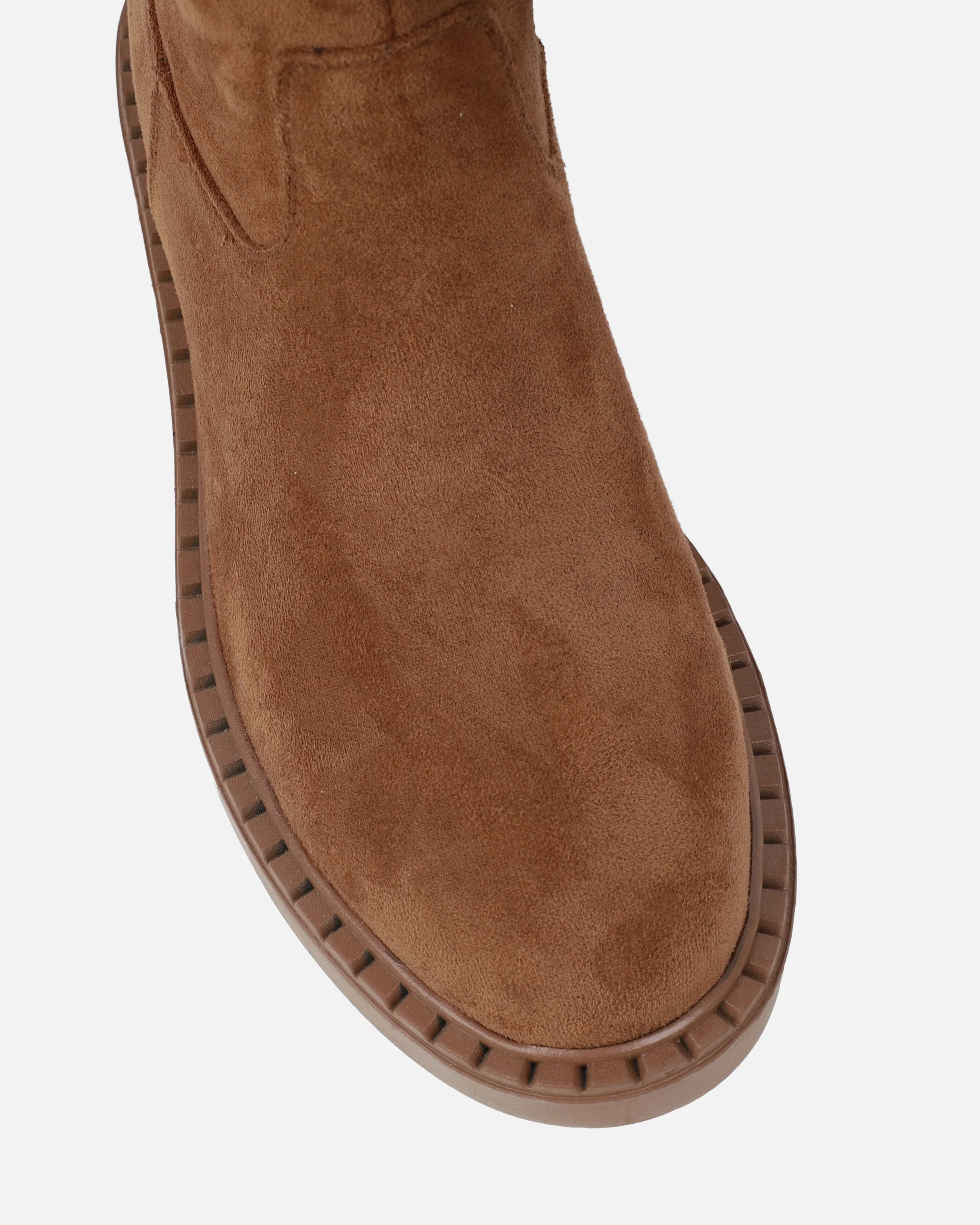 Obama Tan Faux Suede Fold Over Shearling Knee Boots - Image 4