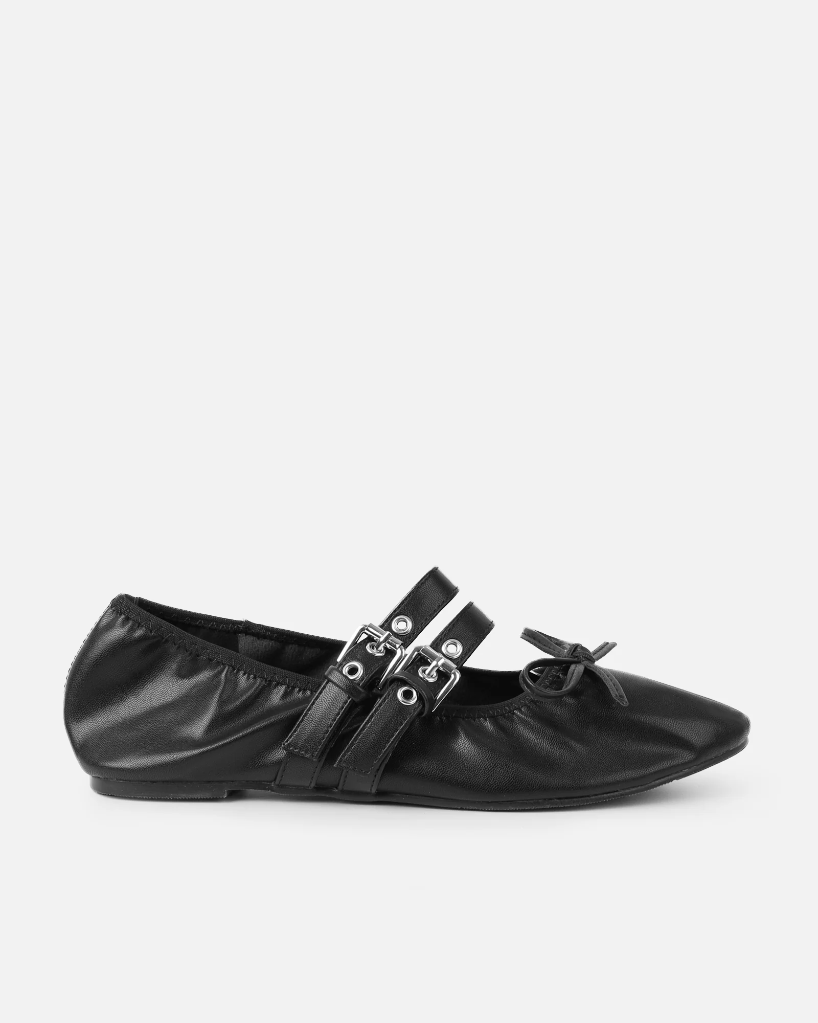 Octavio Black Scrunch Ballet Flats - Image 2