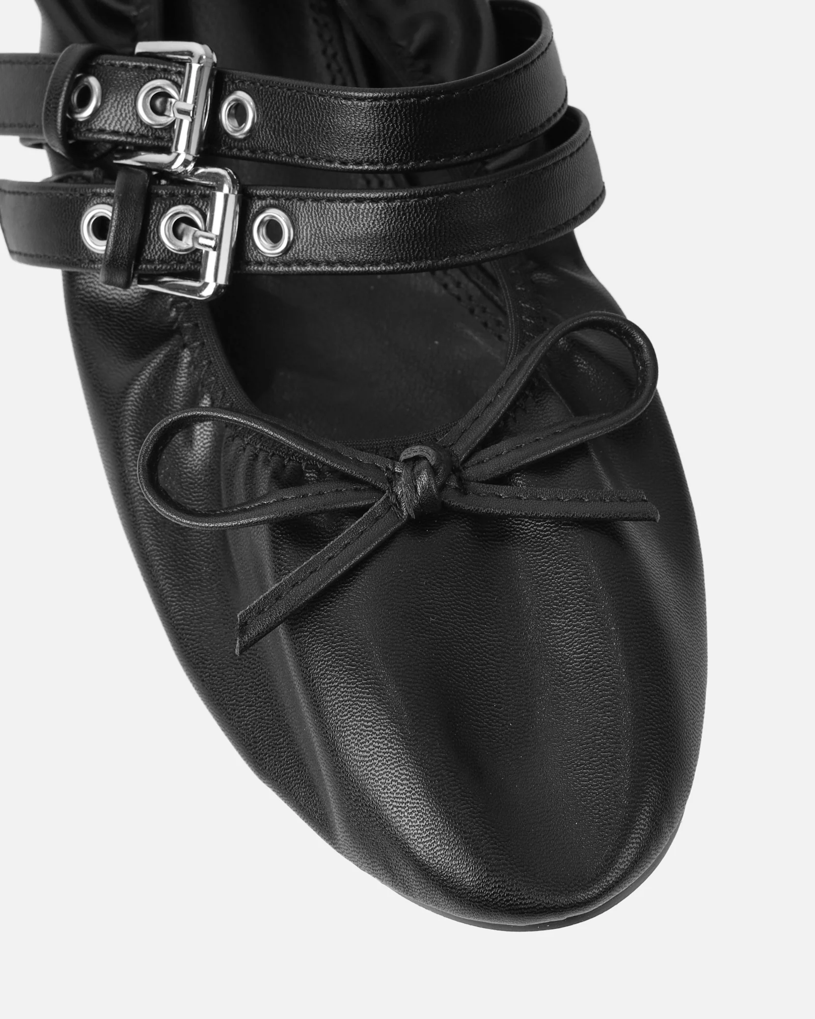 Octavio Black Scrunch Ballet Flats - Image 4