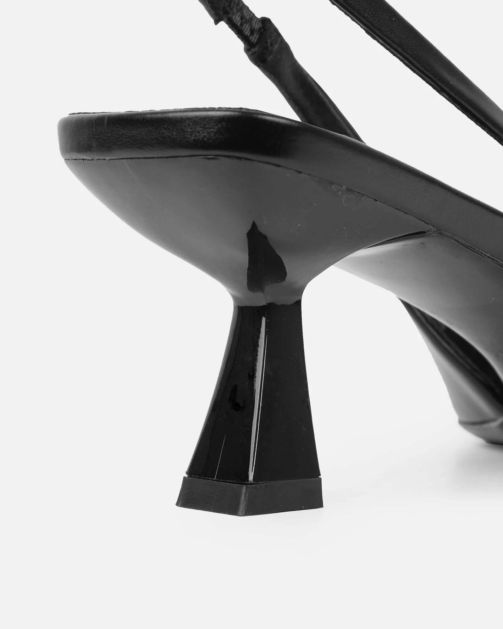 Odell Black Sling Back Mid Heel Courts - Image 3
