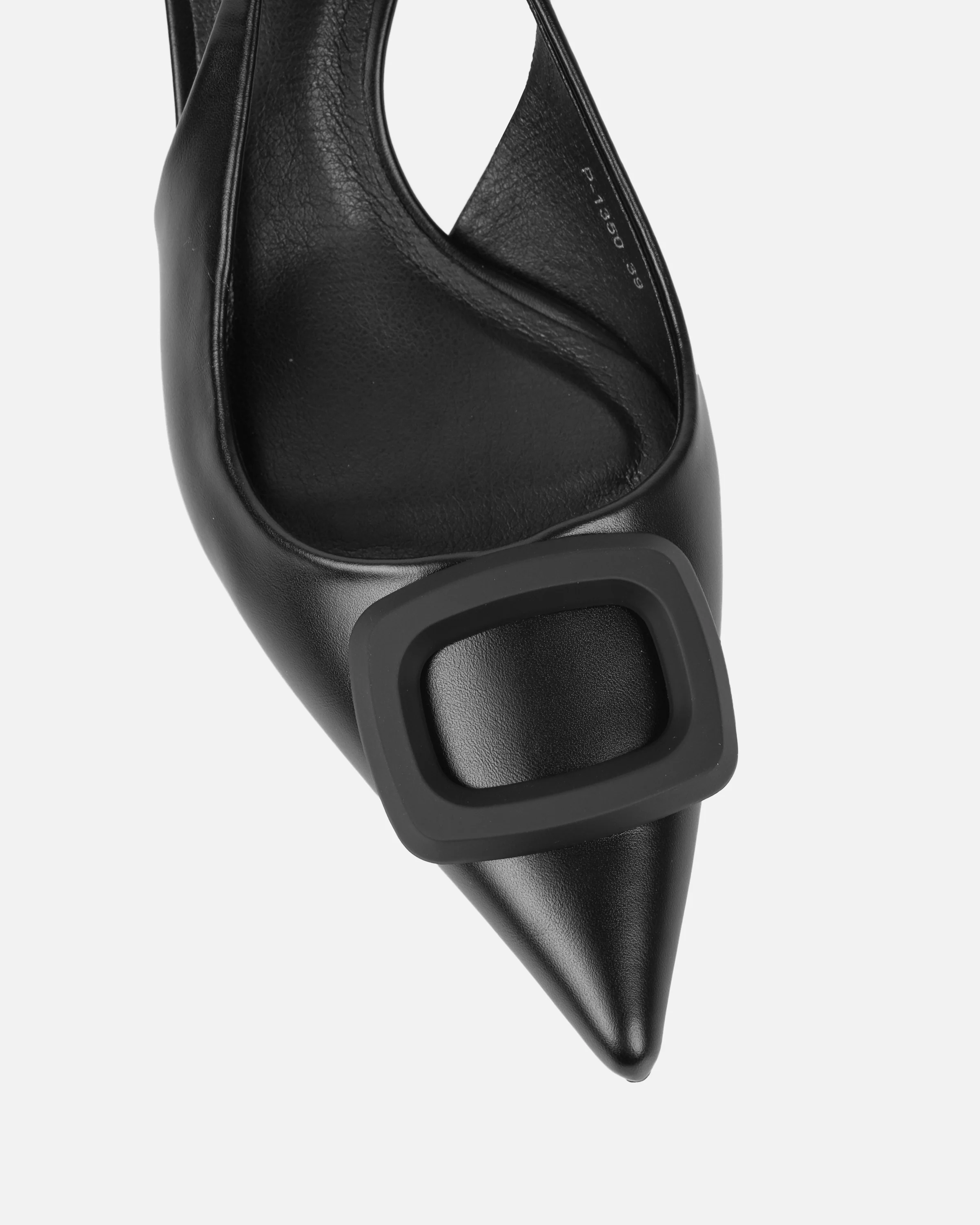 Odell Black Sling Back Mid Heel Courts - Image 4