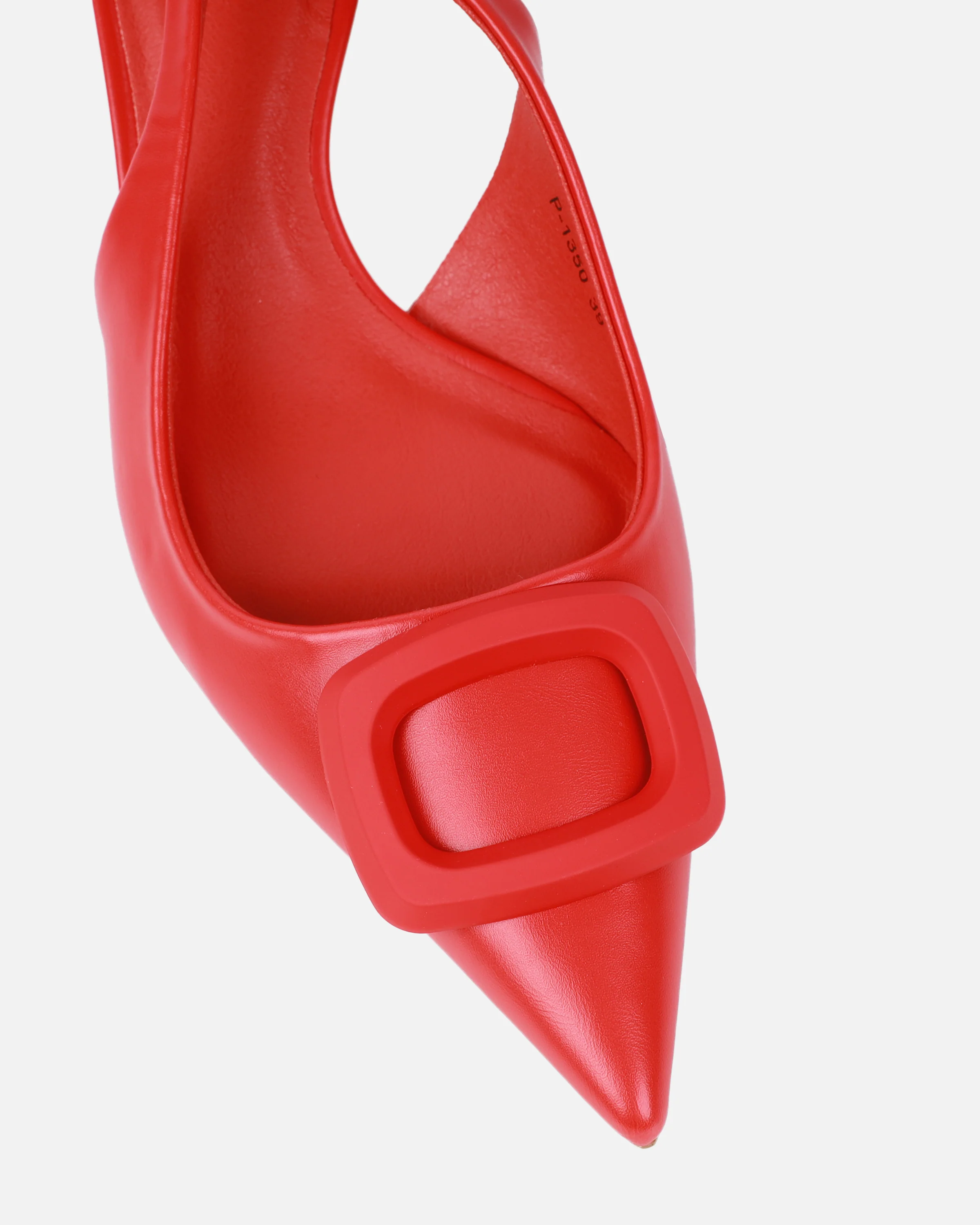 Odell Red Sling Back Mid Heel Courts - Image 4