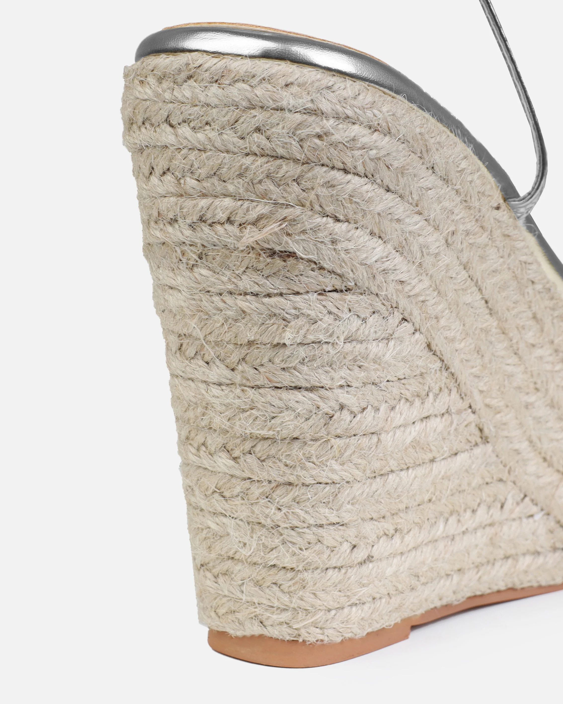 Olive Silver Braided Strappy Espadrille Wedges - Image 3