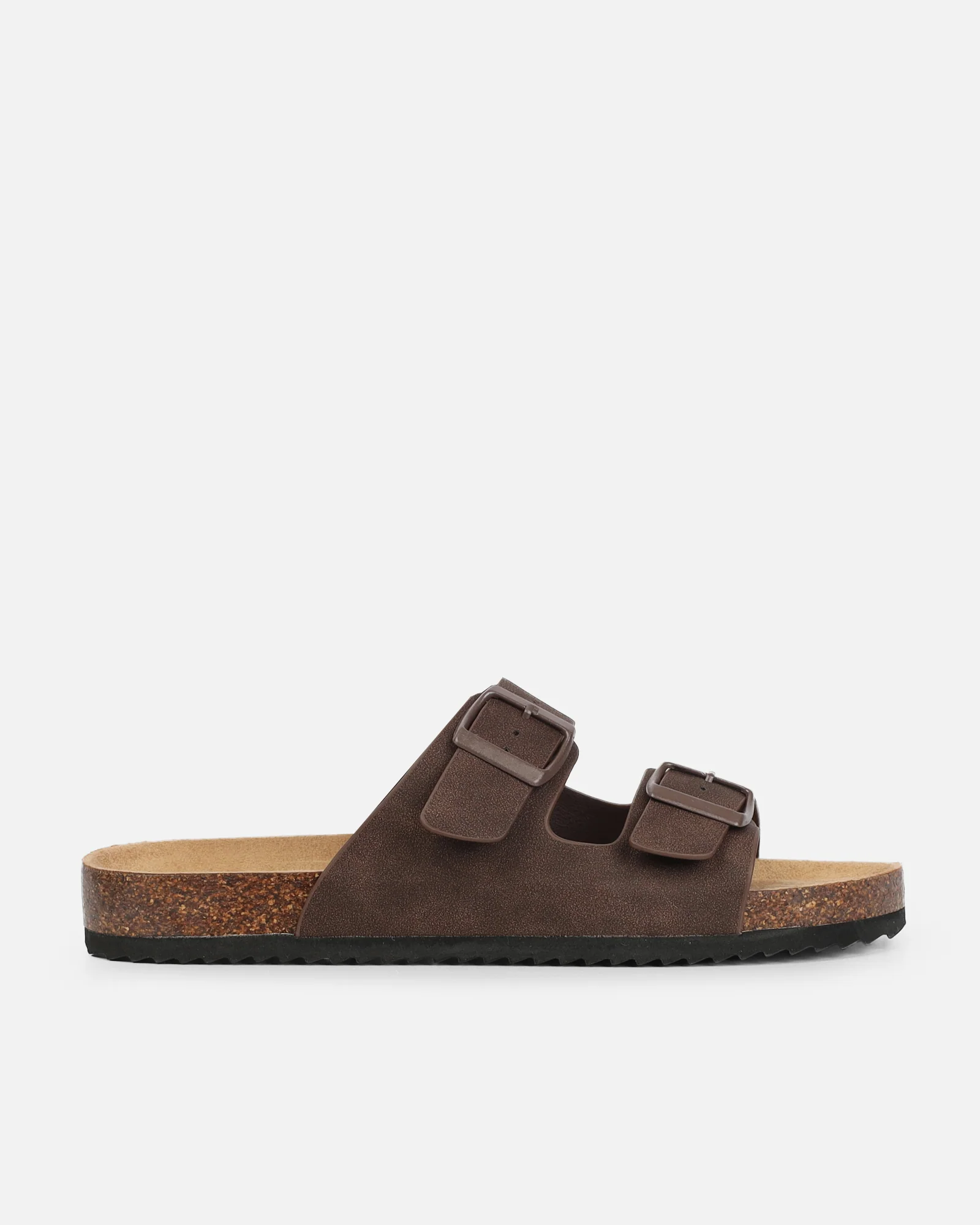 Olsen Chocolate Double Strap Flat Sandals - Image 2