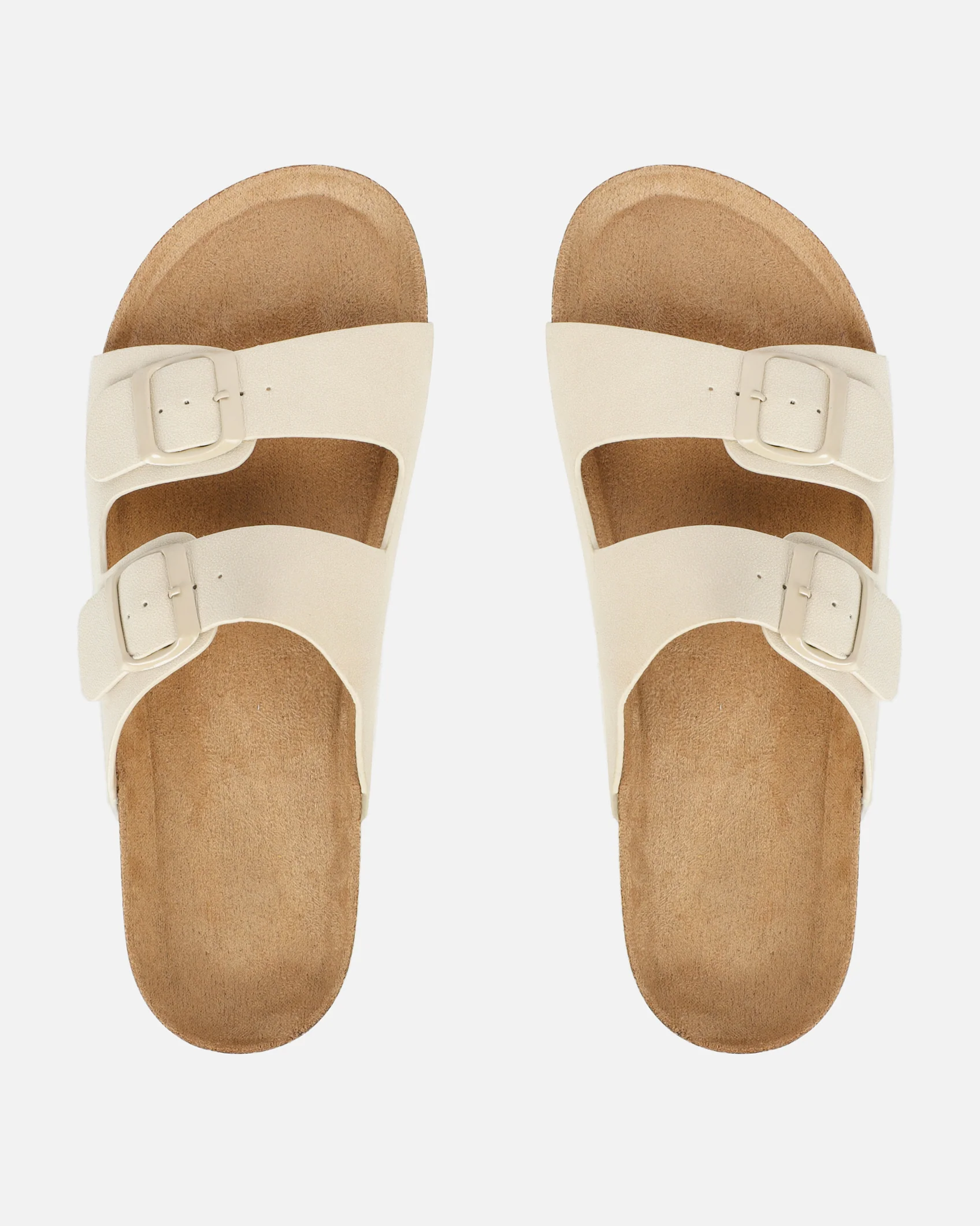 Olsen Cream Double Strap Flat Sandals - Image 3