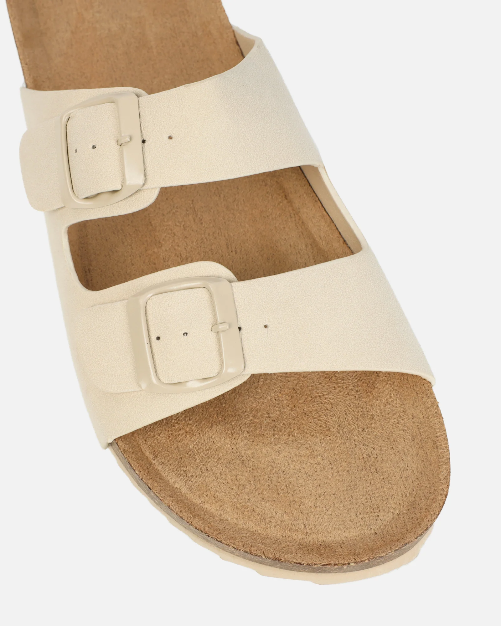 Olsen Cream Double Strap Flat Sandals - Image 4
