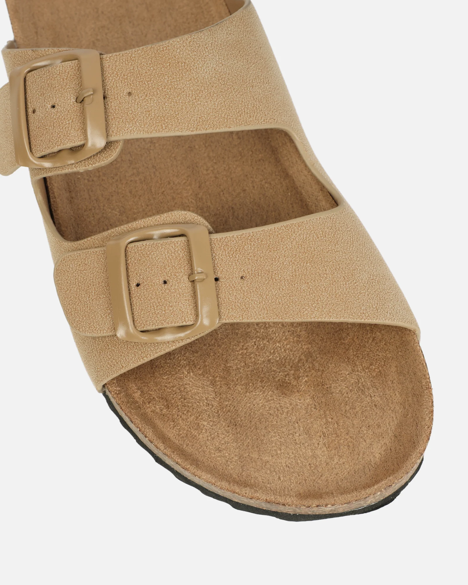 Olsen Taupe Double Strap Flat Sandals - Image 4