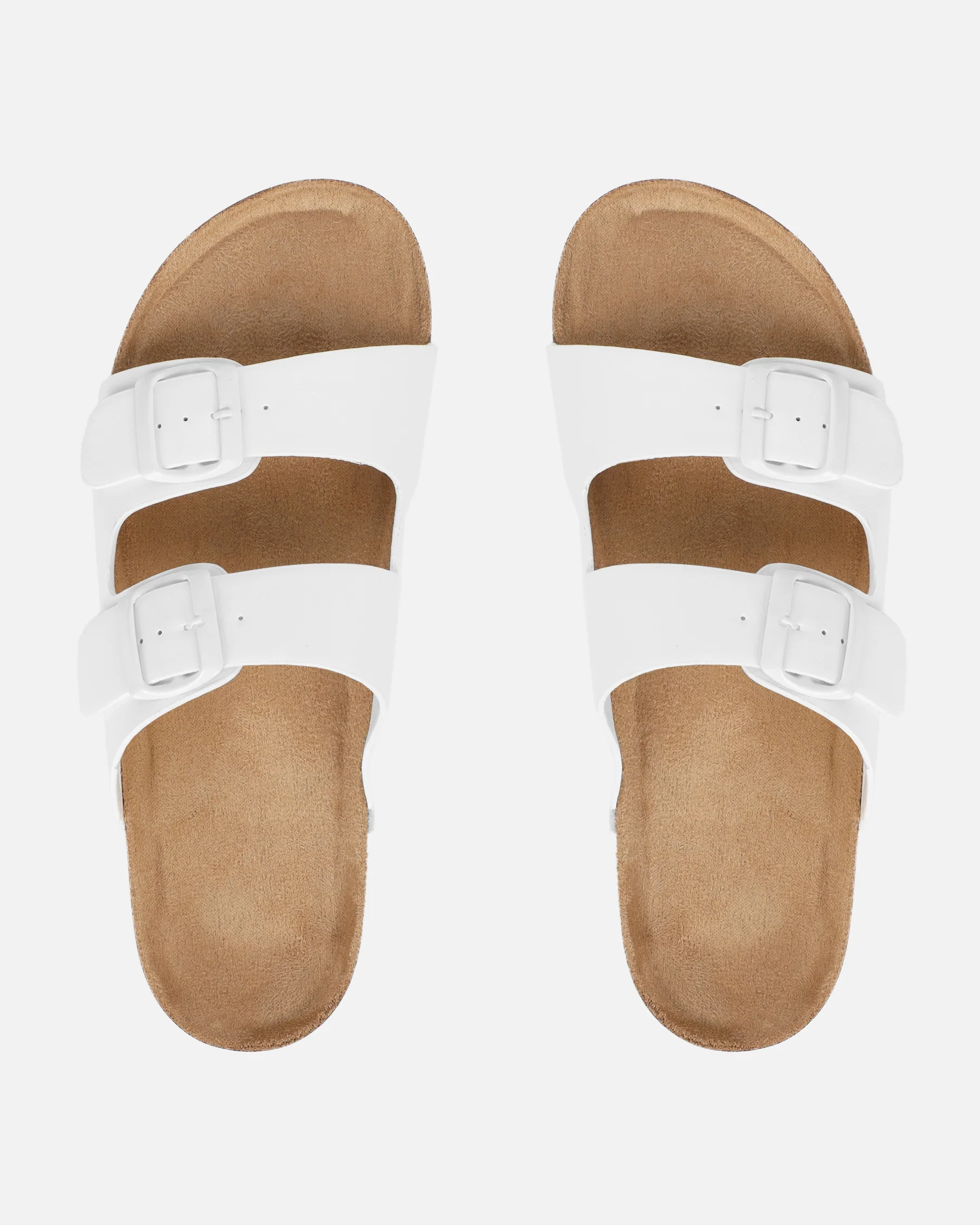 Olsen White Double Strap Flat Sandals - Image 3