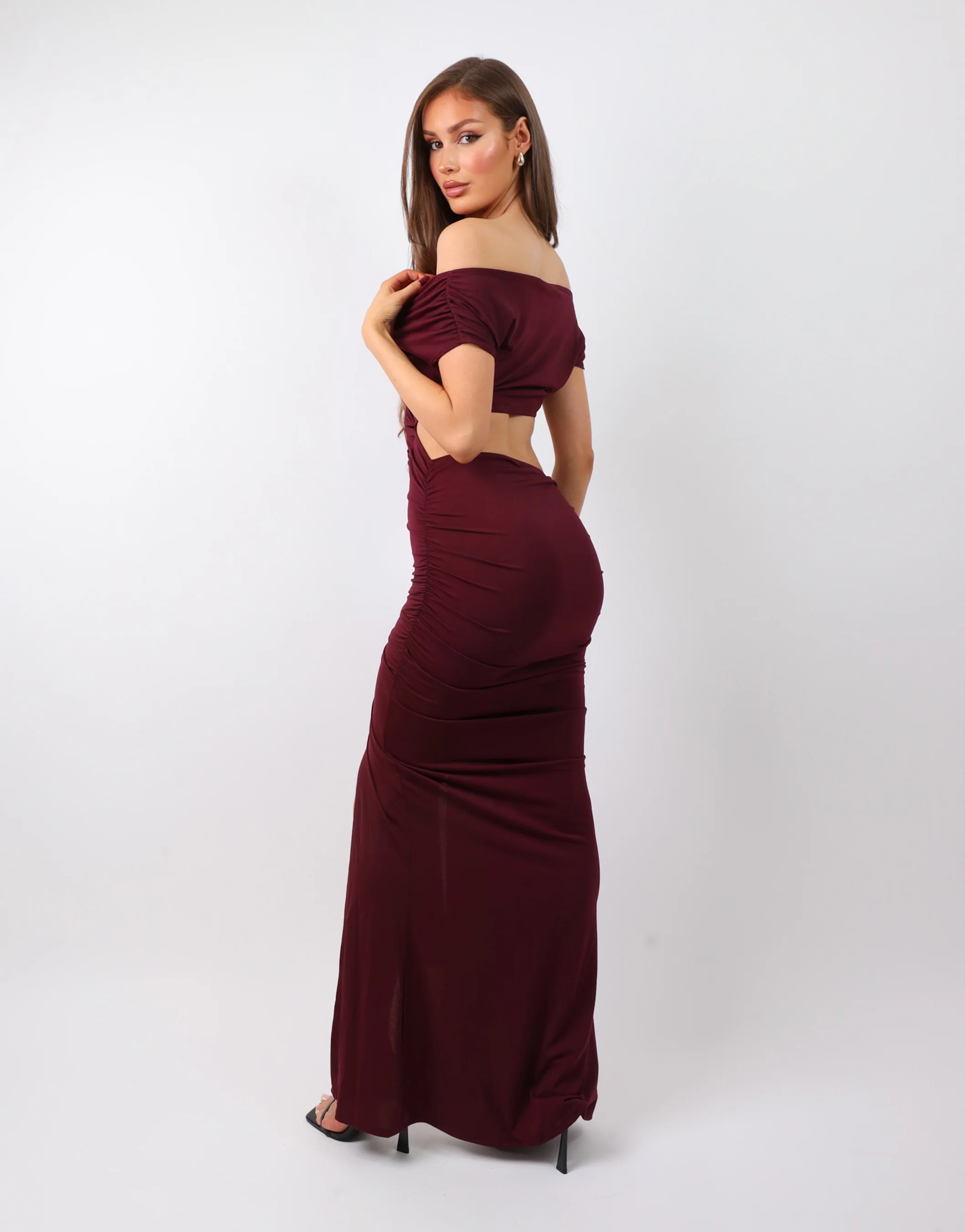 Opal Deep Purple Off The Shoulder Maxi Dress - Image 2