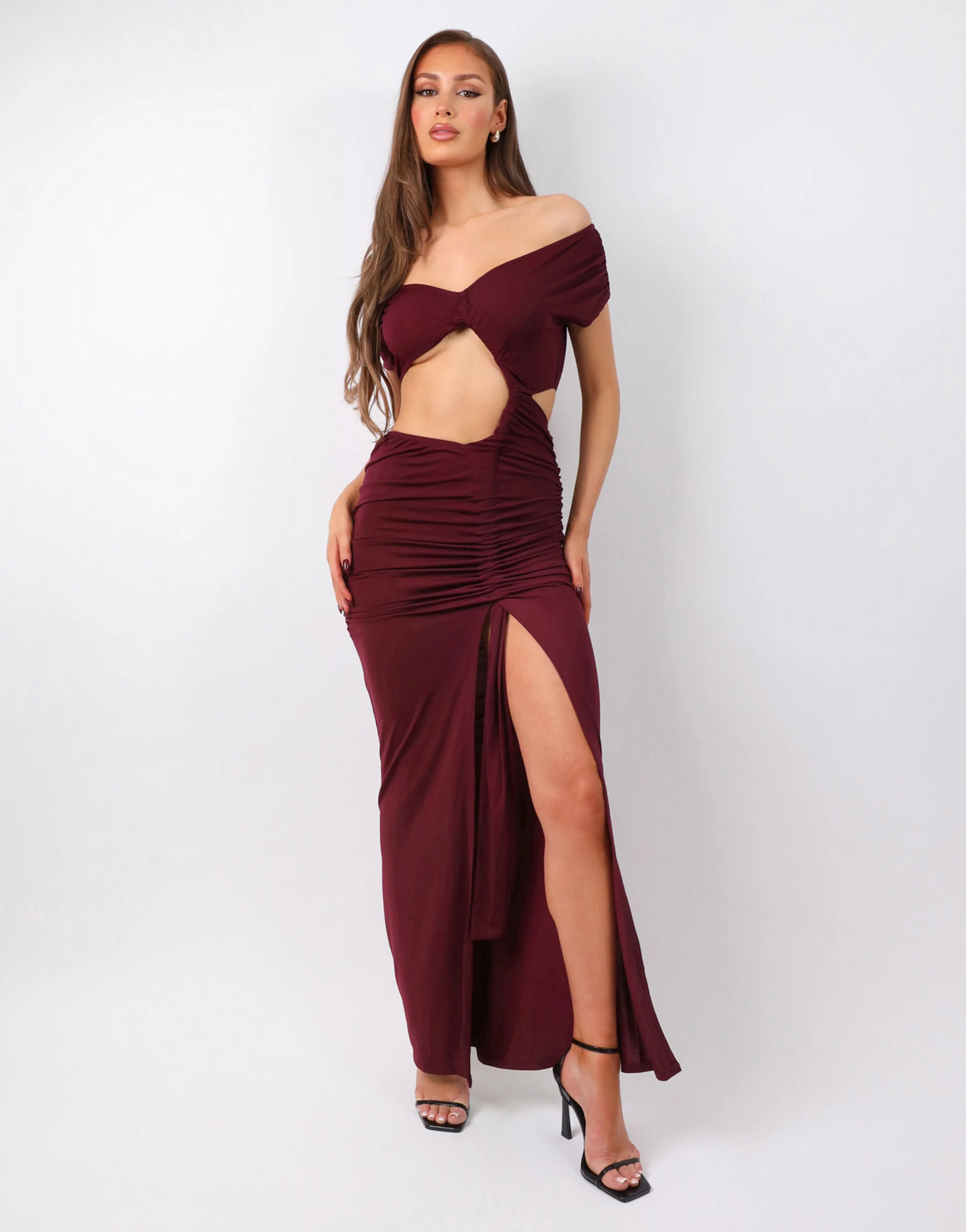 Opal Deep Purple Off The Shoulder Maxi Dress - Image 3