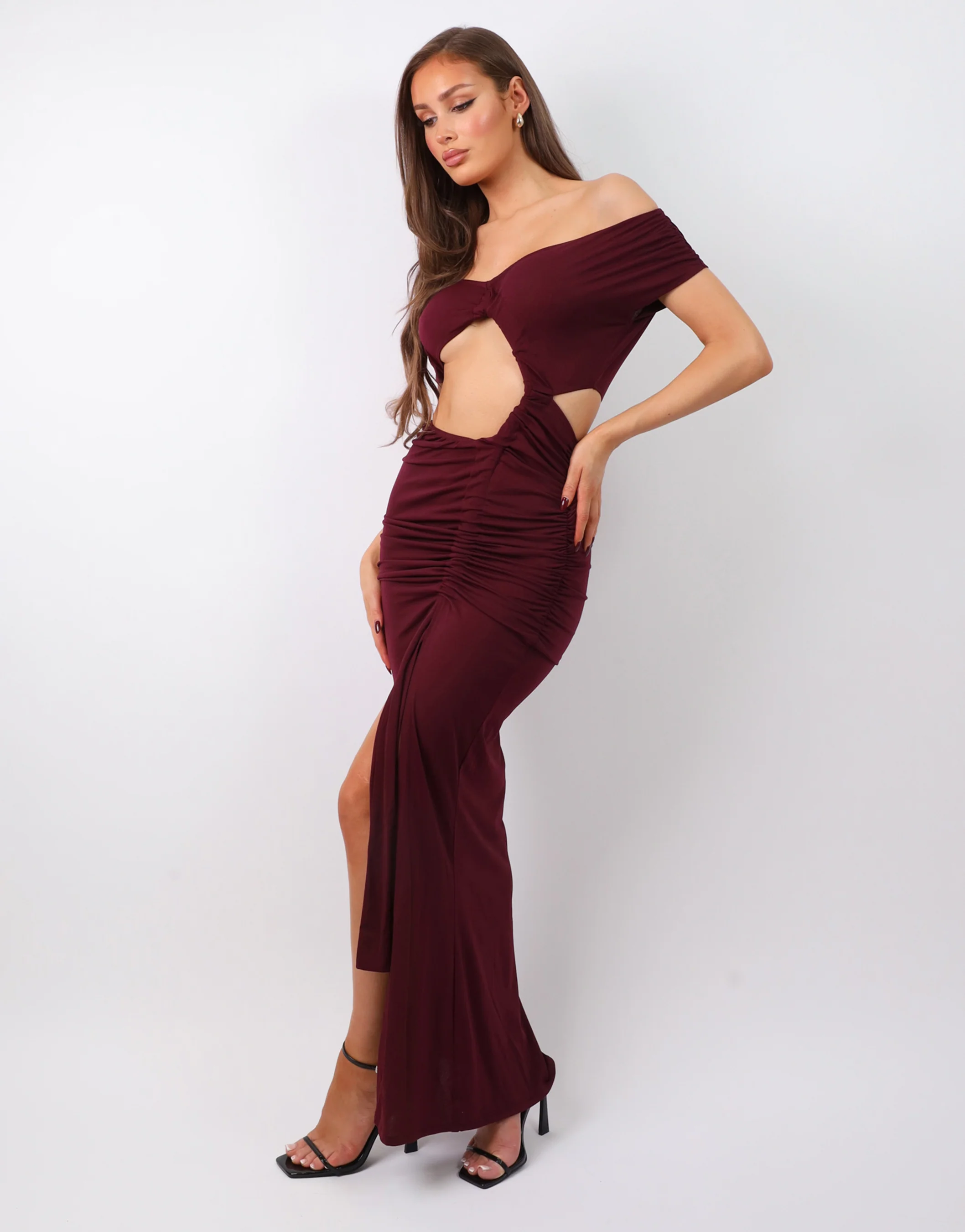 Opal Deep Purple Off The Shoulder Maxi Dress - Image 4