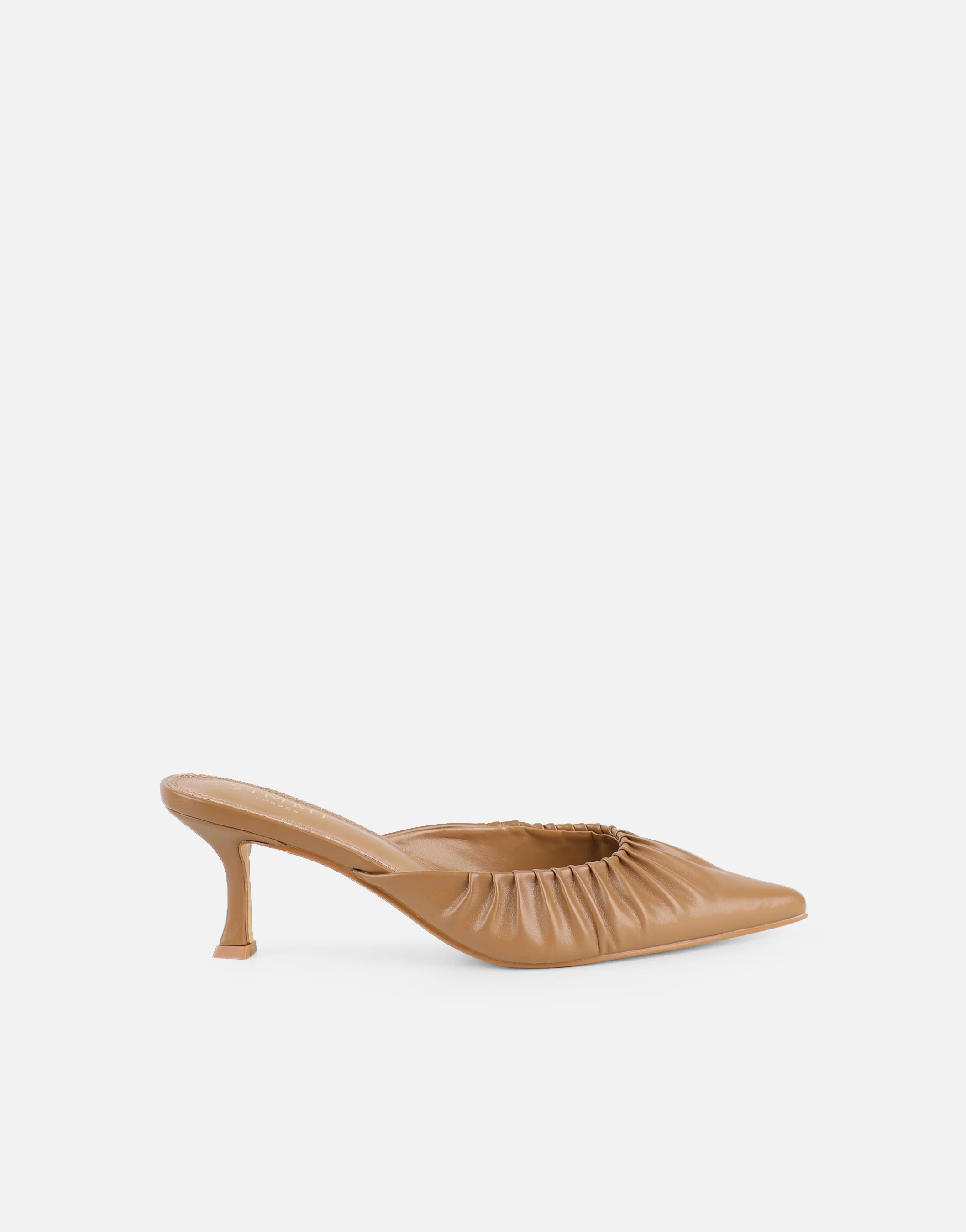 Paige Dark Nude Ruched Mules - Image 2