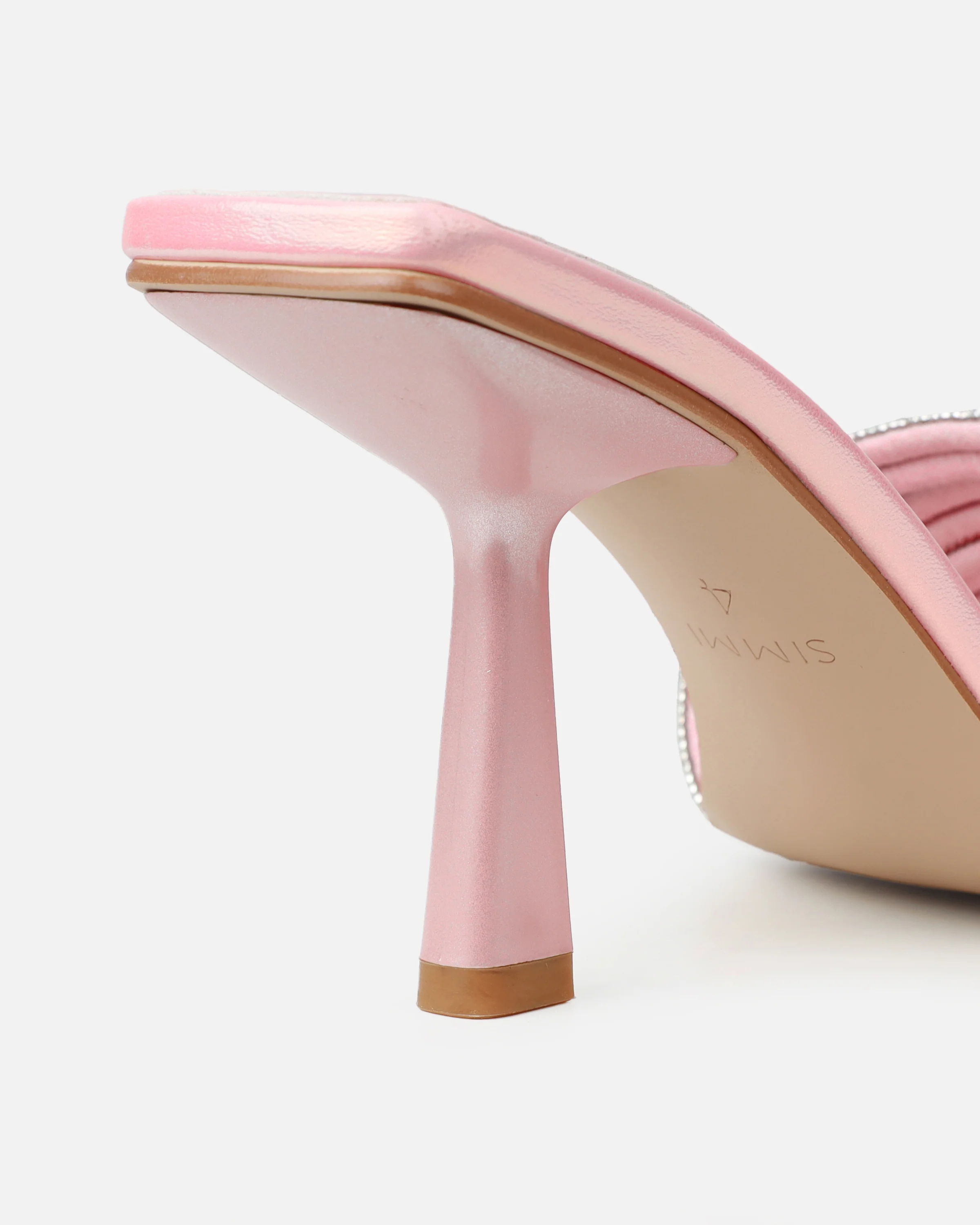 Paisley Pink Ombre Diamante Strappy Mid Heel Mules - Image 3
