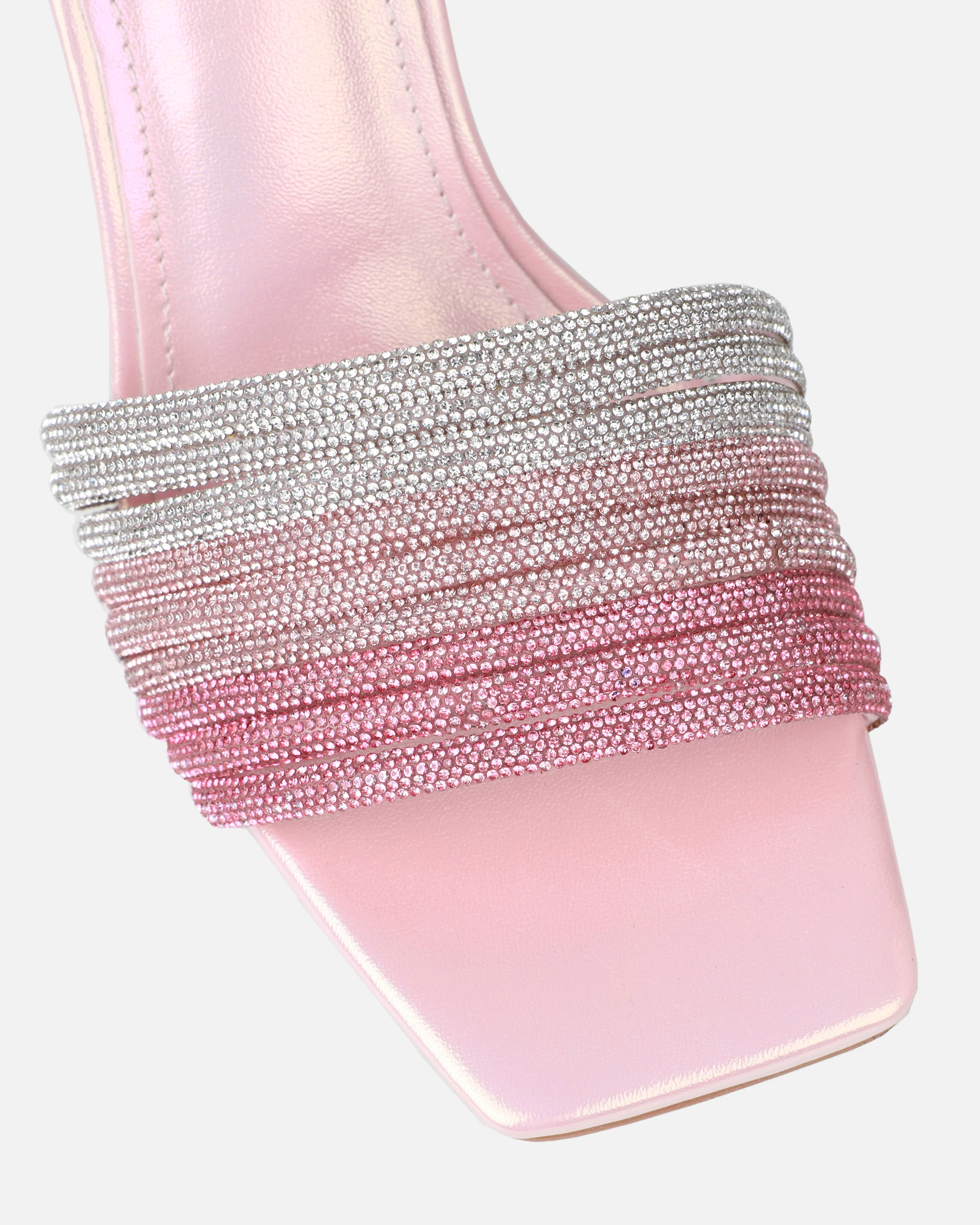 Paisley Pink Ombre Diamante Strappy Mid Heel Mules - Image 4