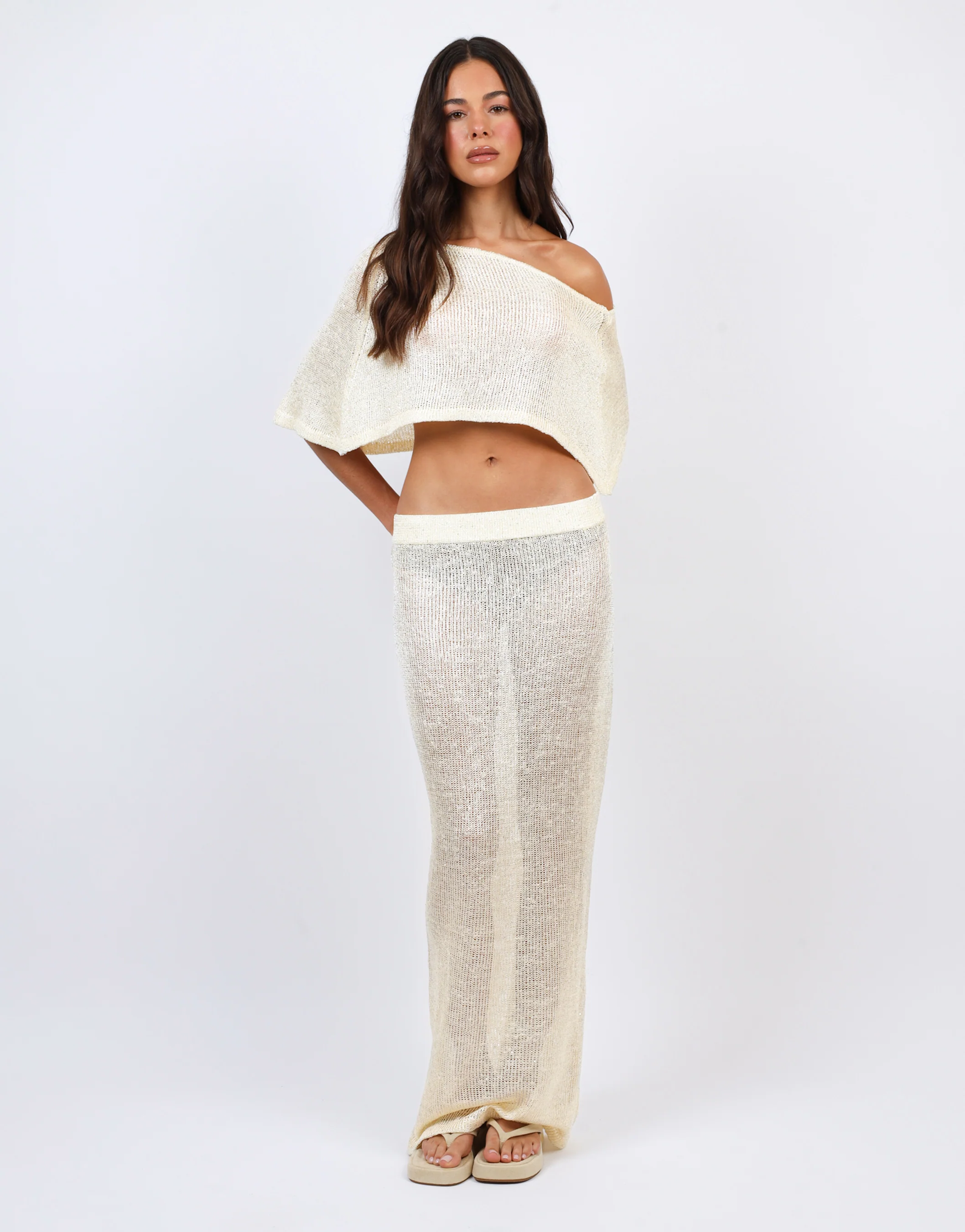 Palma sequin maxi beach Skirt in Yellow