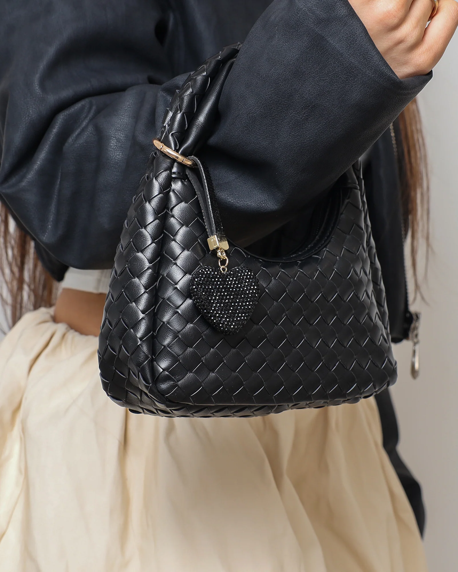 Lumi Black Diamante Heart Charm