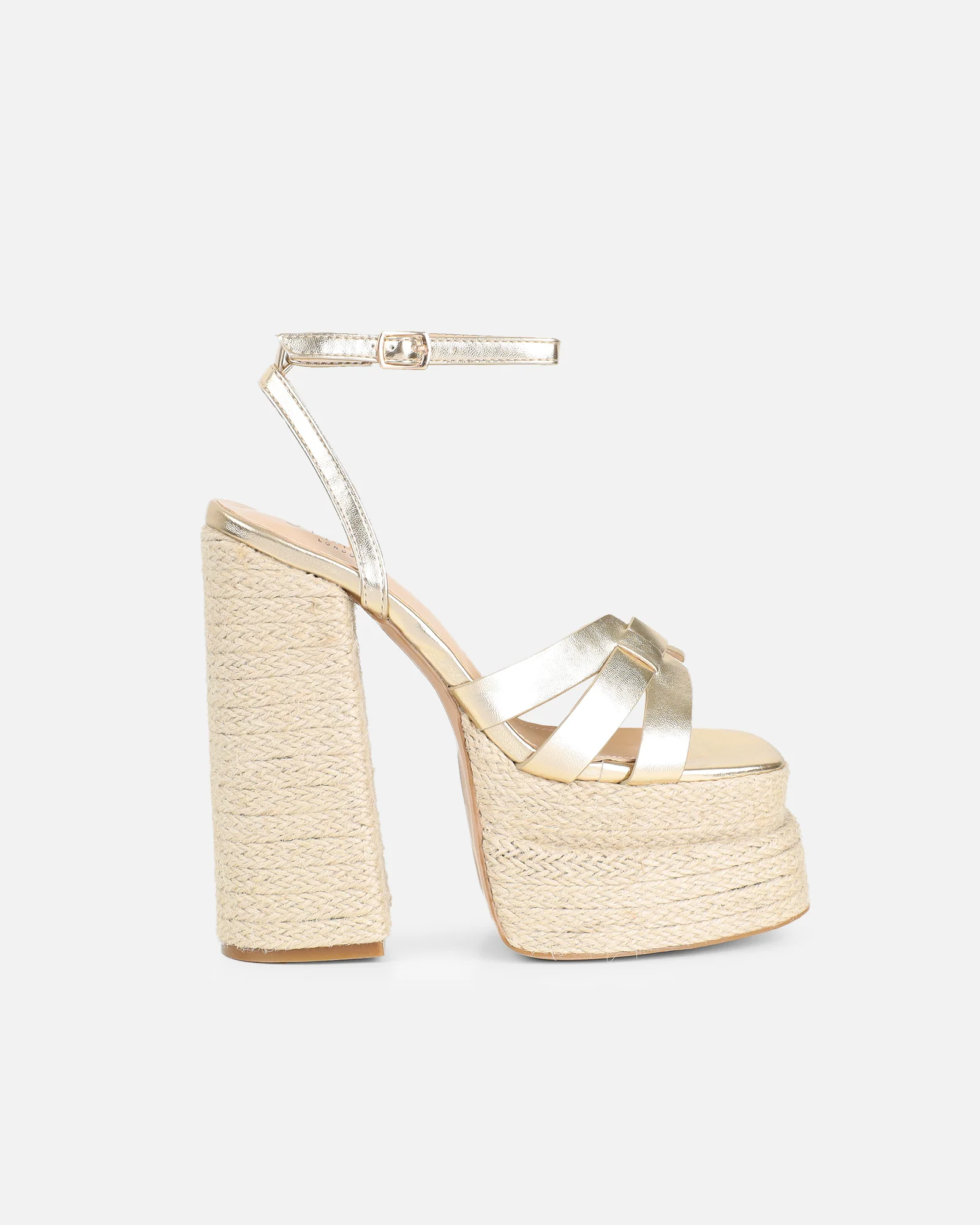 Papzi Gold Metallic Platform Heeled Sandals - Image 2
