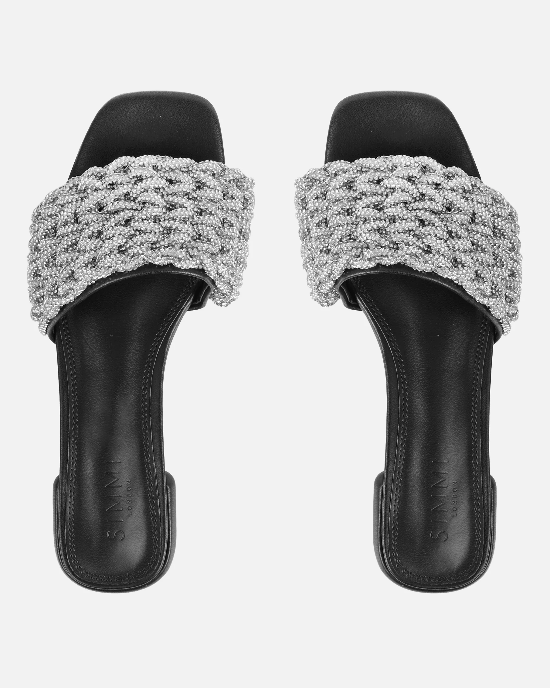 Pariss Black Diamante Sliders - Image 3
