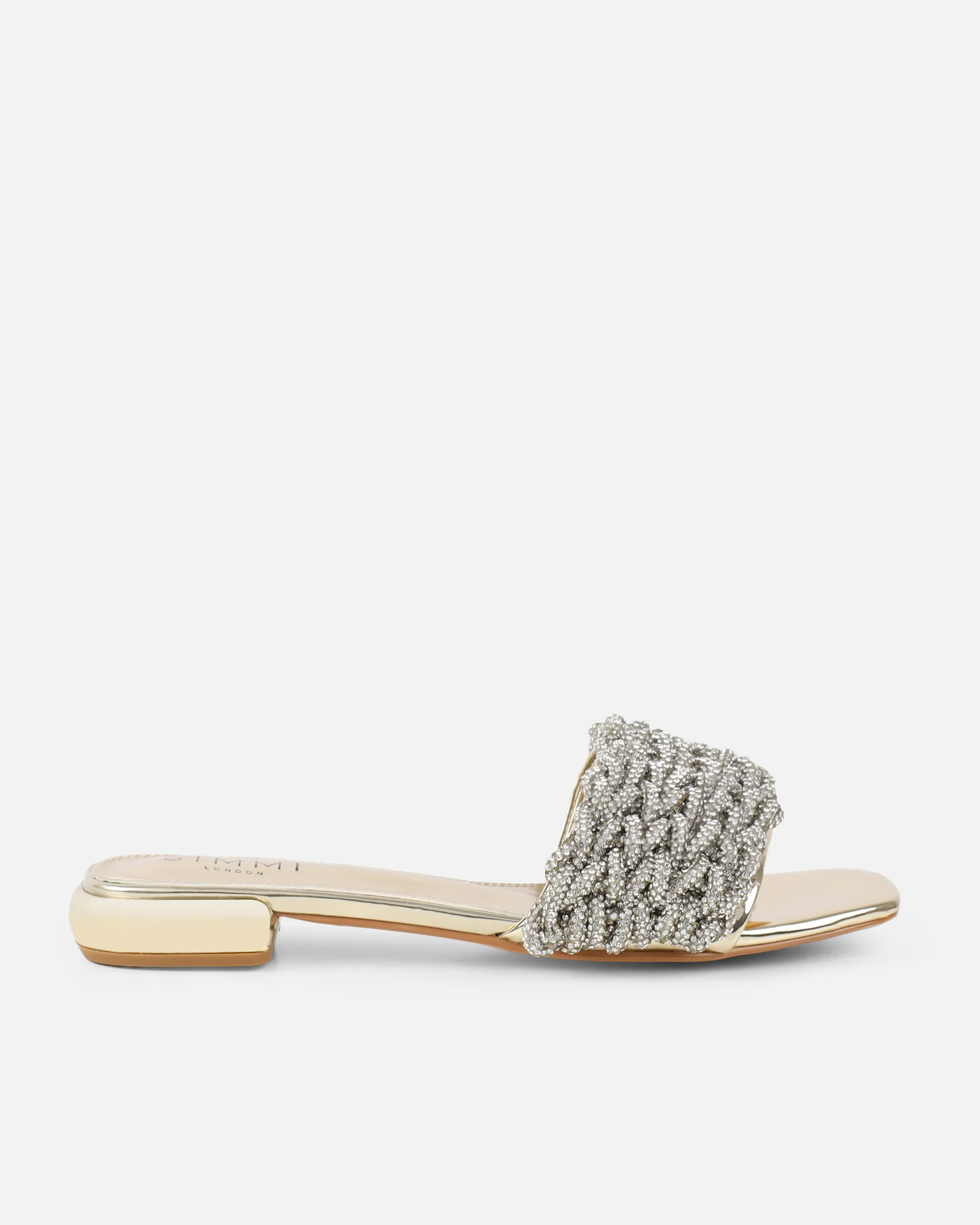 Pariss Gold Mirror Diamante Sliders - Image 2